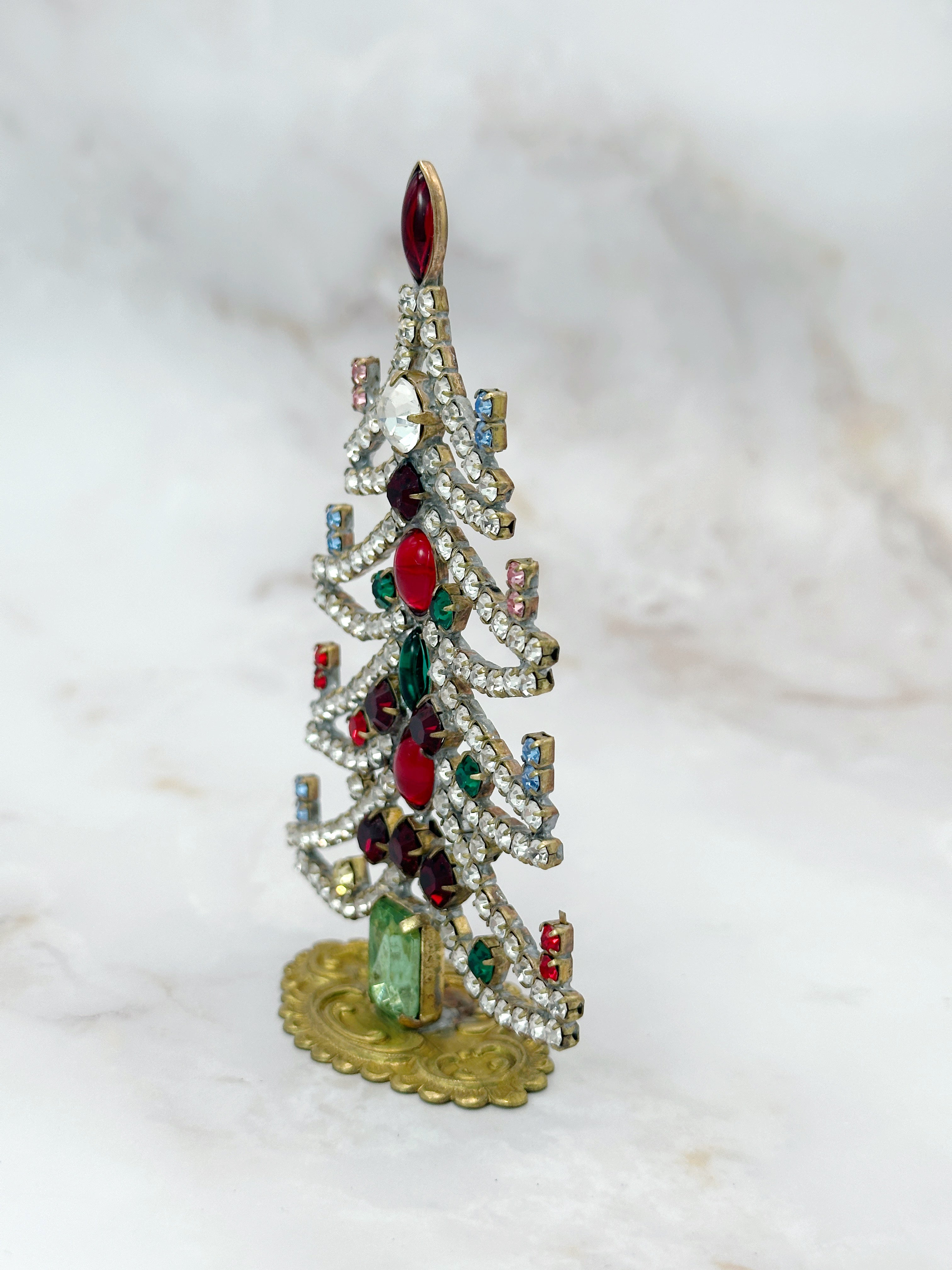 Vintage Gablonzer Christbaum aus Strass & Kristall