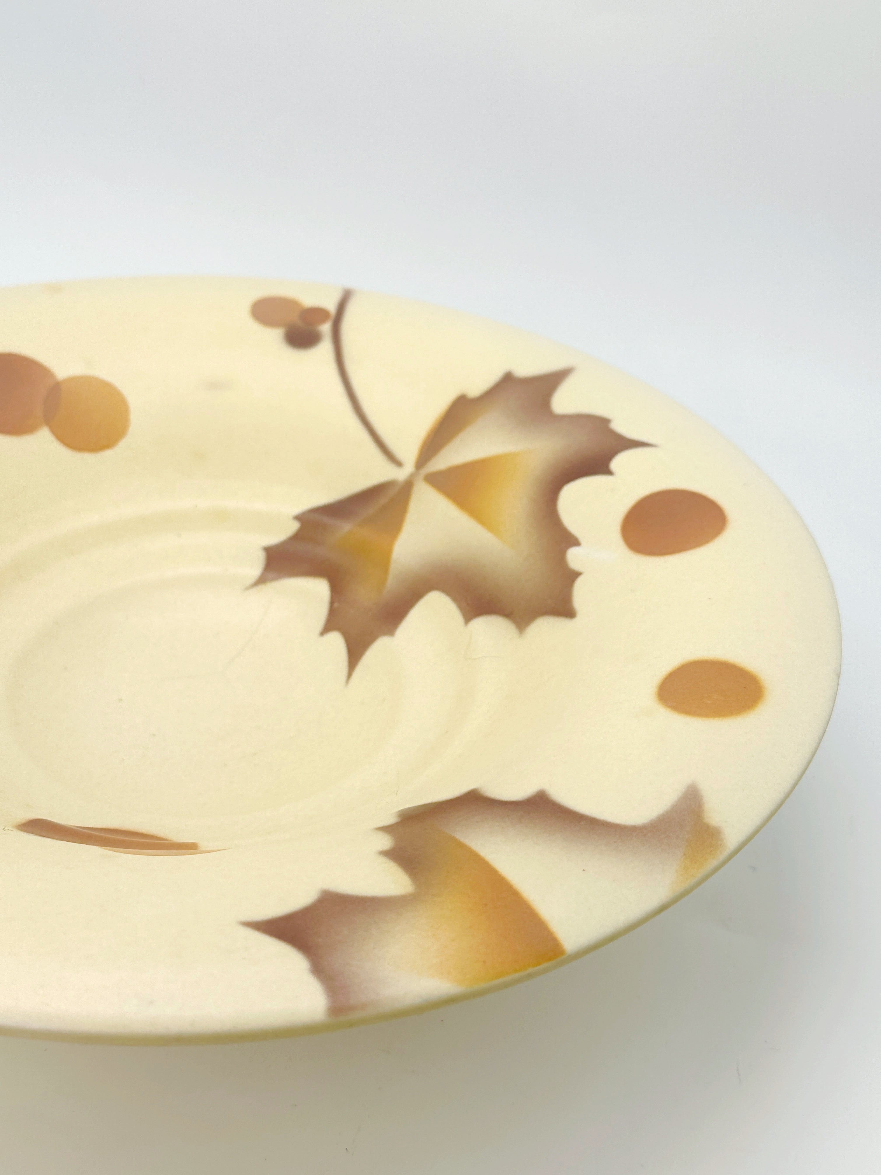 Vintage Schale 1930er von Villeroy & Boch – Spritzdekor mit Blättermotiv