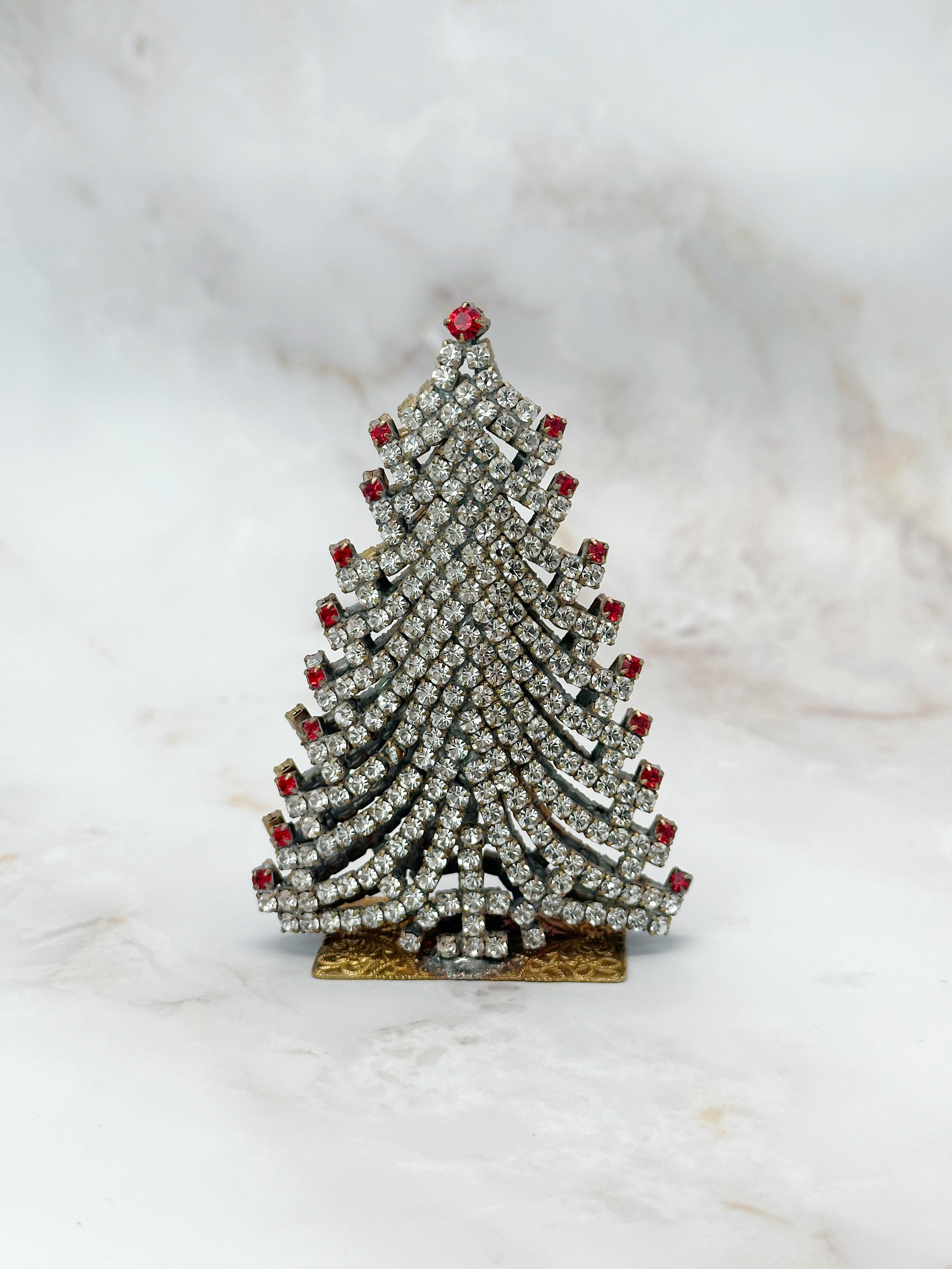 Funkelnder Gablonzer Tisch-Christbaum aus Strass & Kristall
