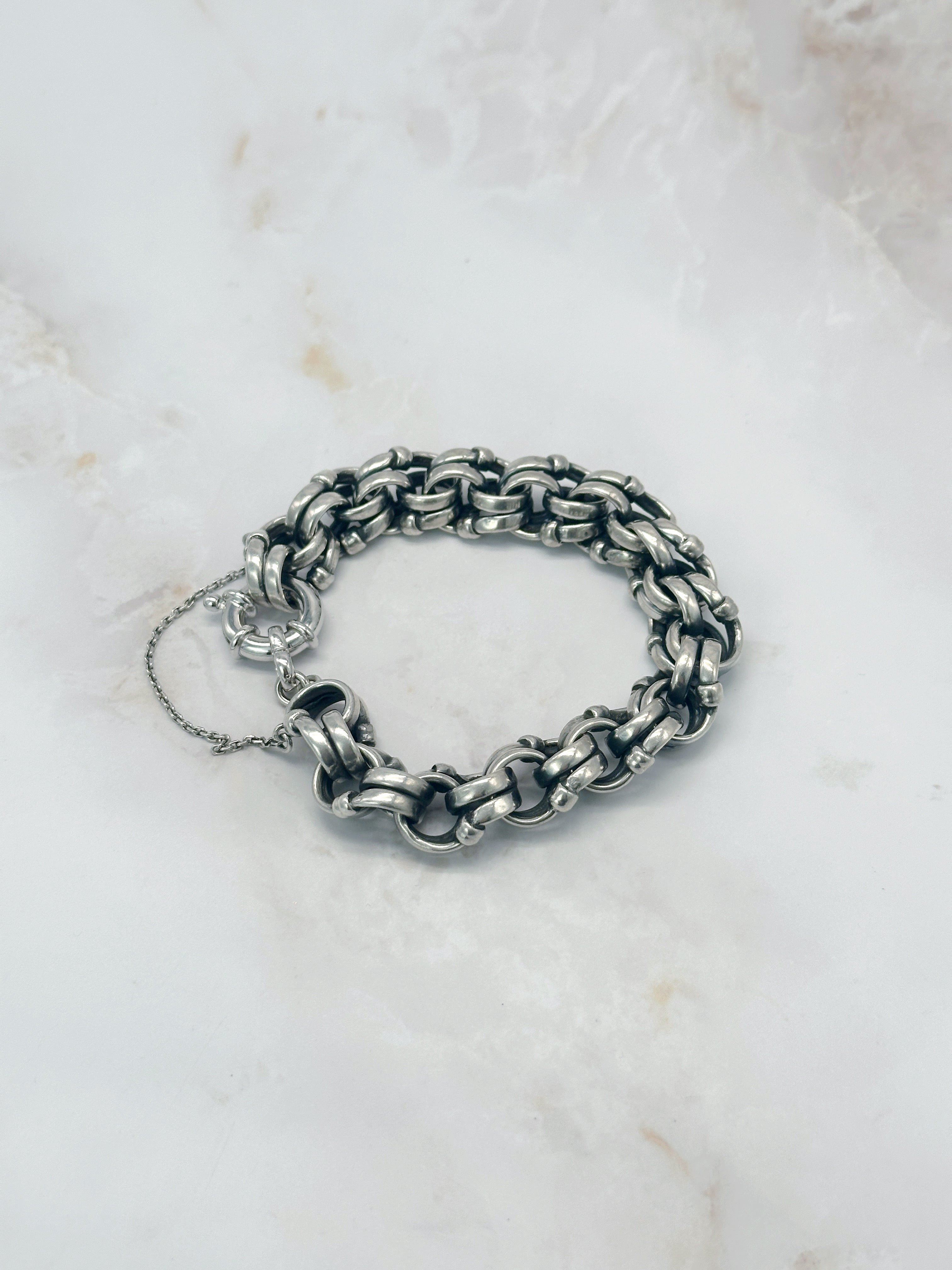 Zeitloses Vintage Armband in Silber mit runden Gliedern
