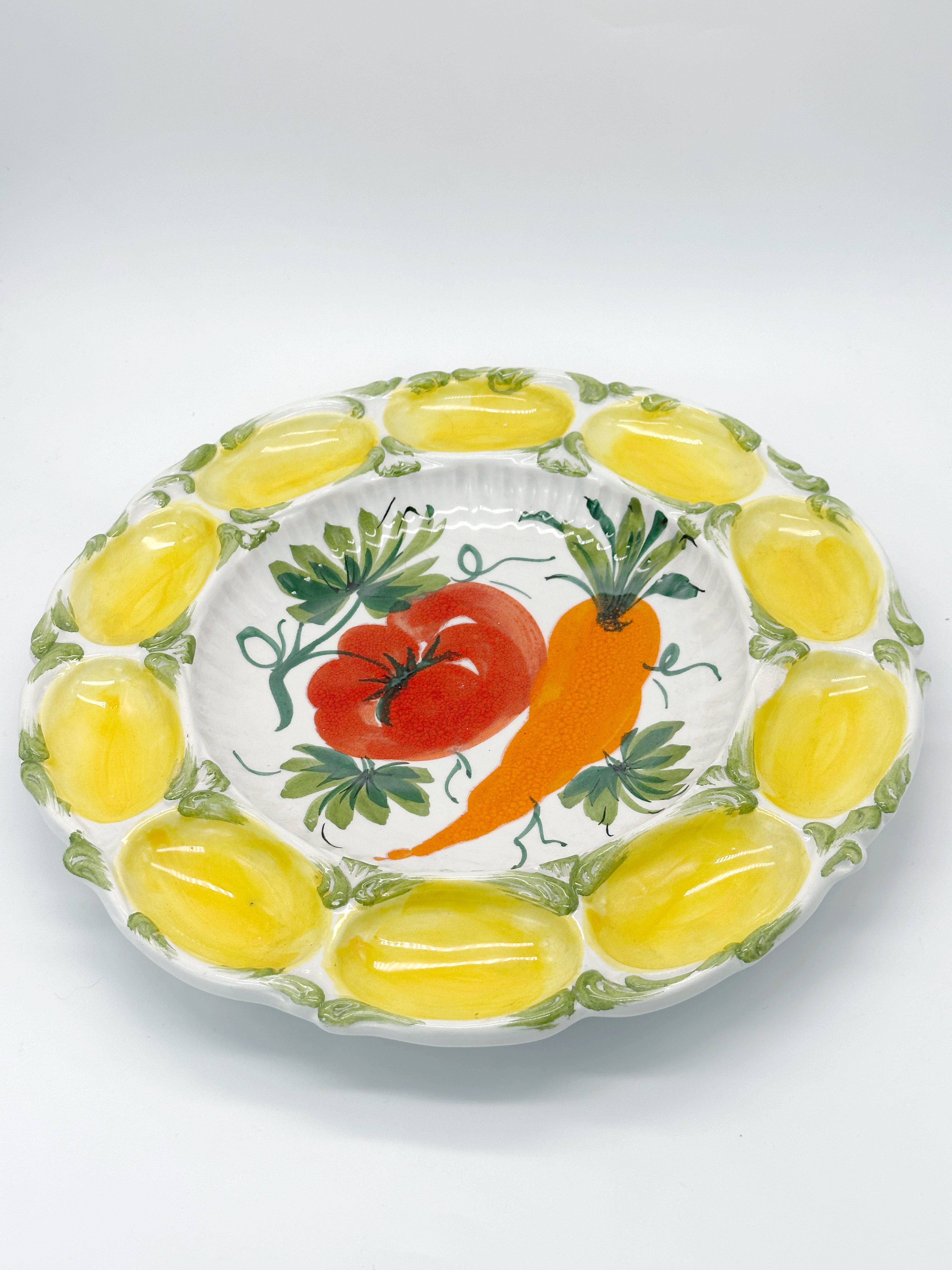 Italienischer Eier-Teller mit Gemüse-Motiv für Ostern 27 cm – Kunsthandel Pichler