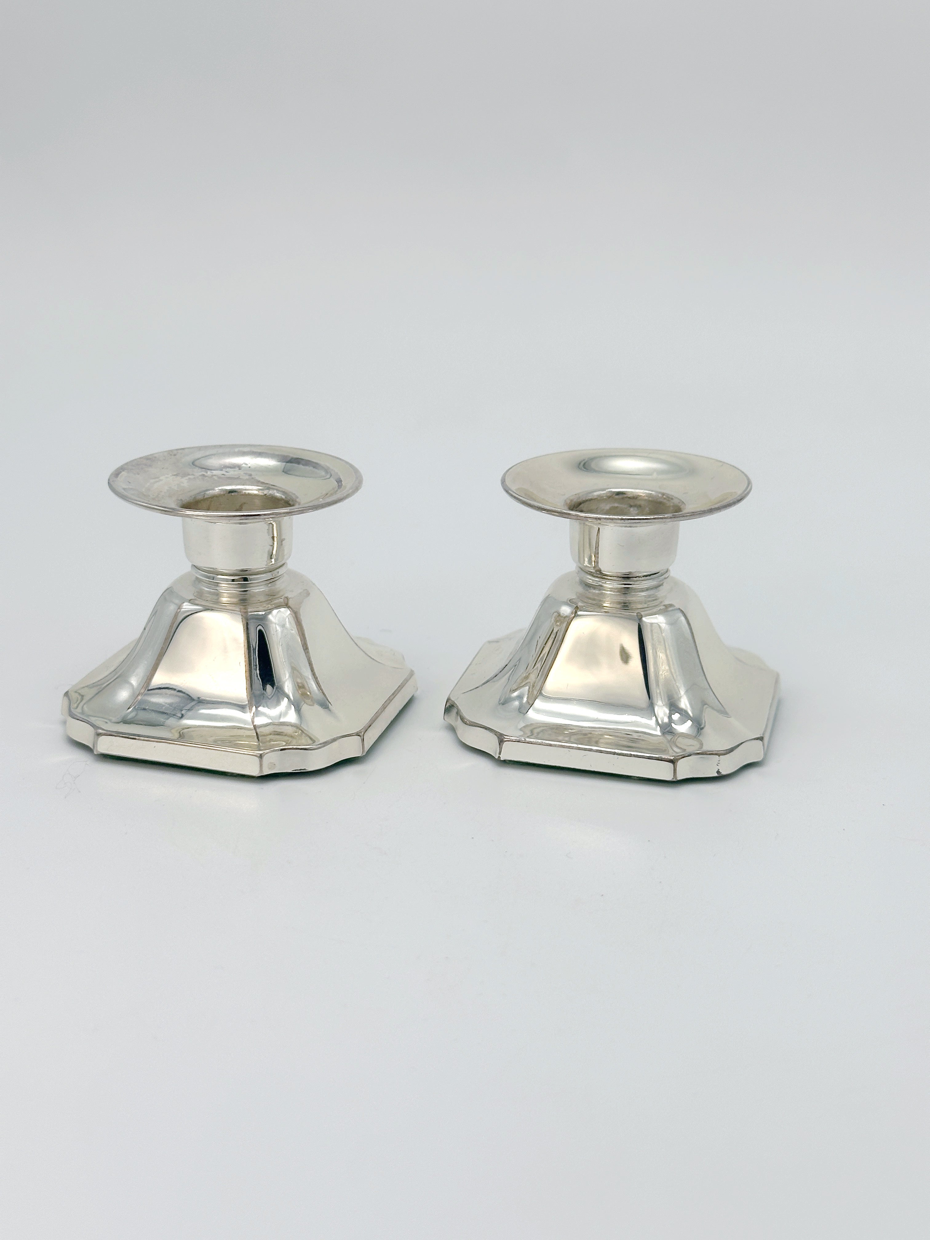 Pair of vintage candlesticks in silver, Germany around 1950