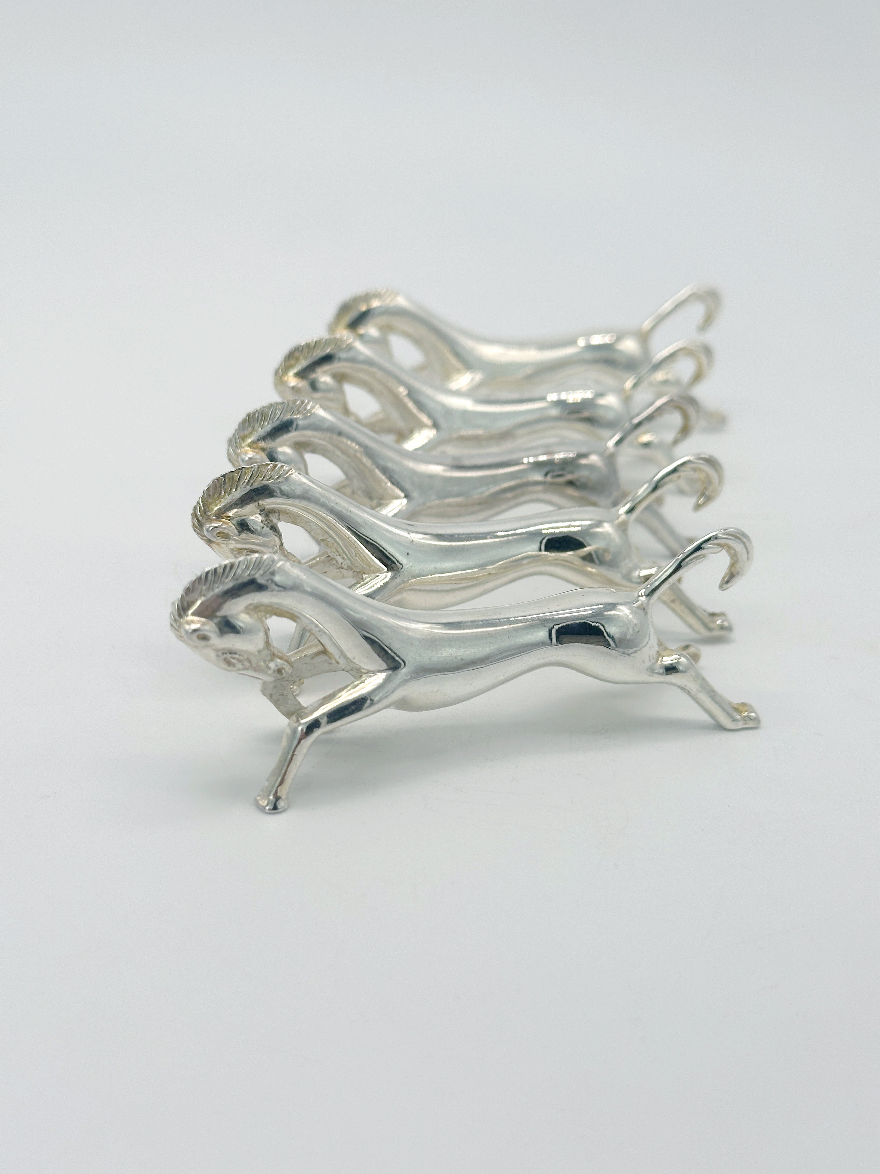 Set of knife rests silver-plated horse motif