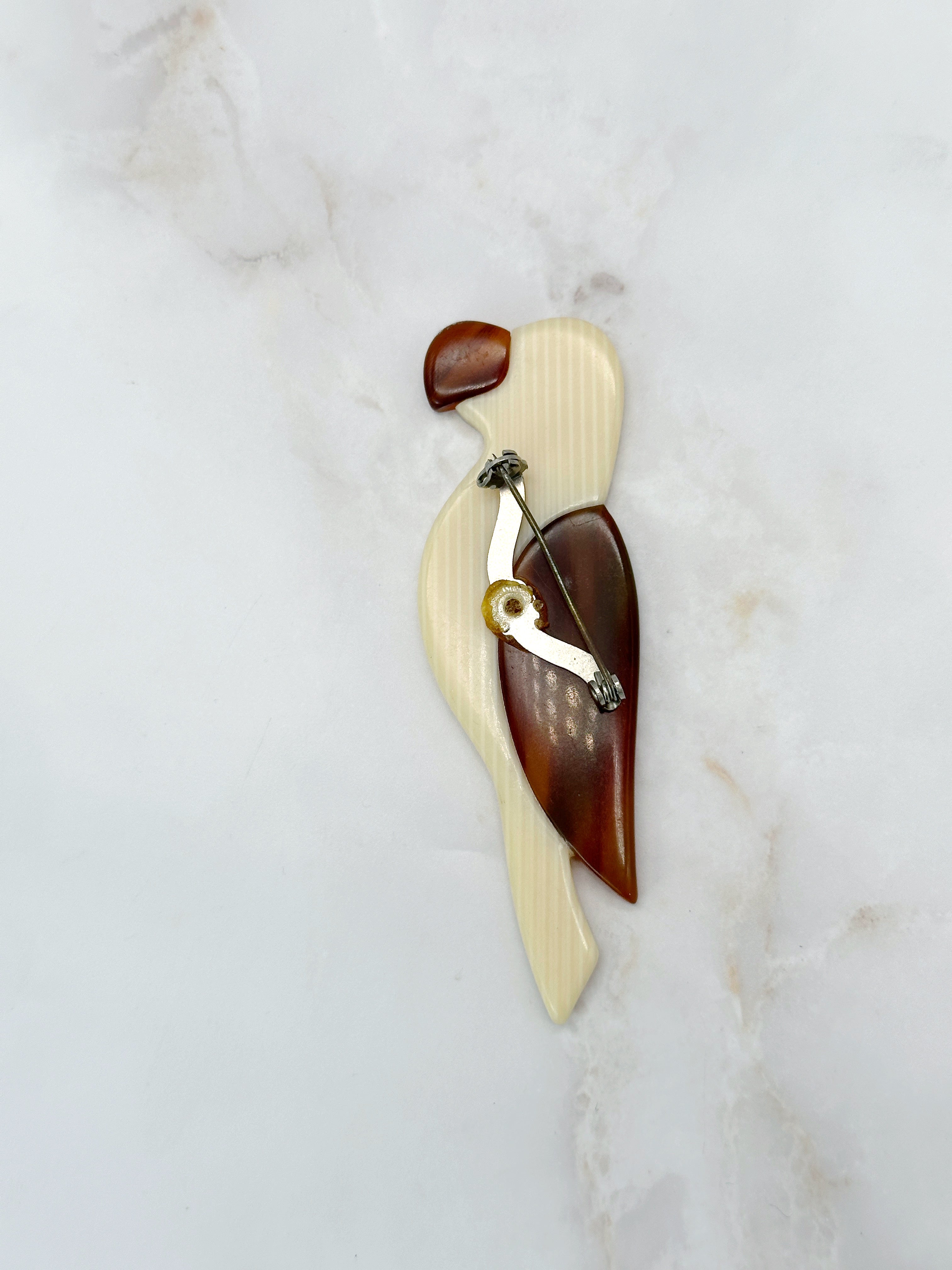 Vintage Papagei Brosche im Lea Stein Stil