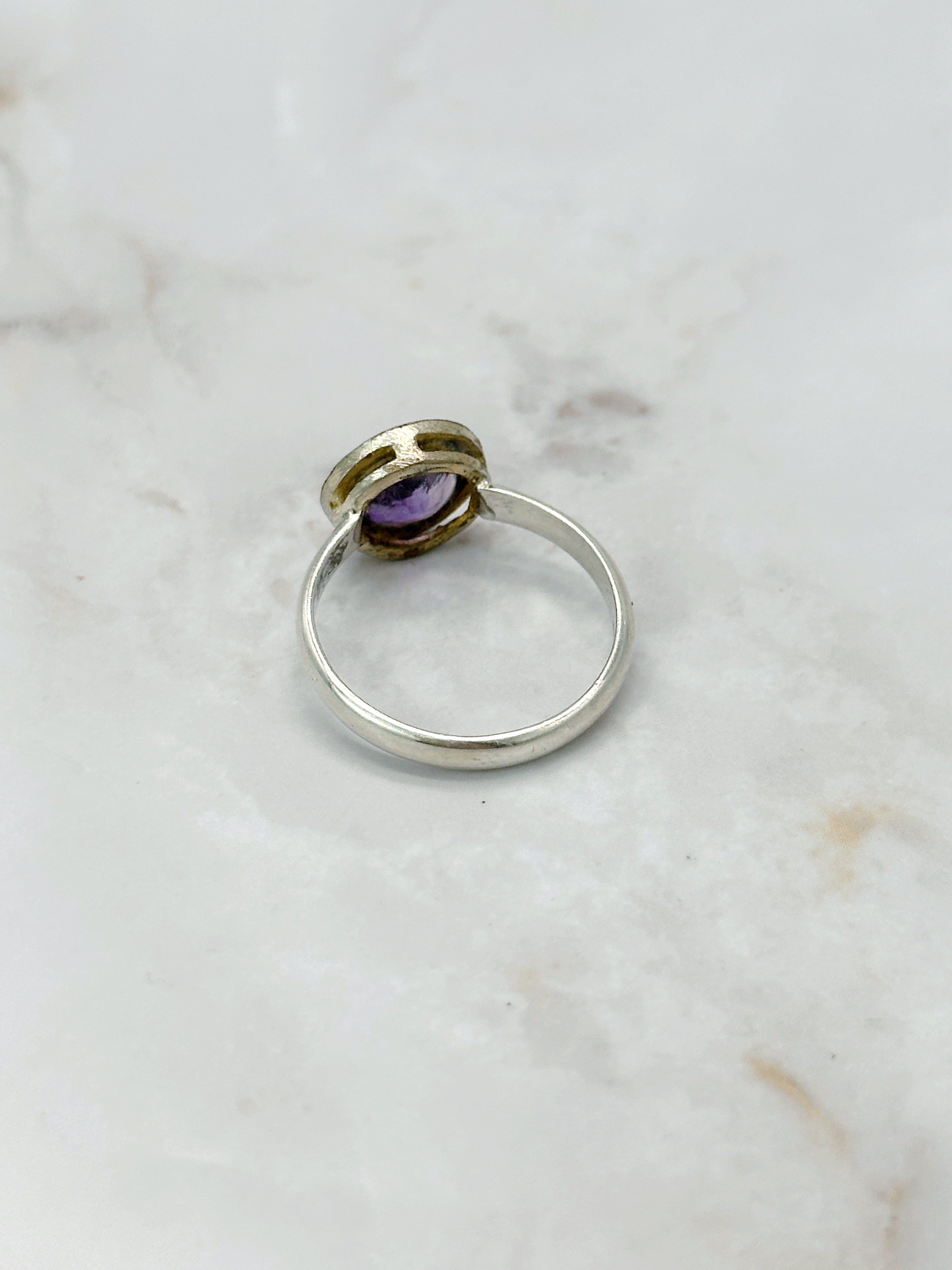 Vintage Silberring 925 mit rundem Amethyst