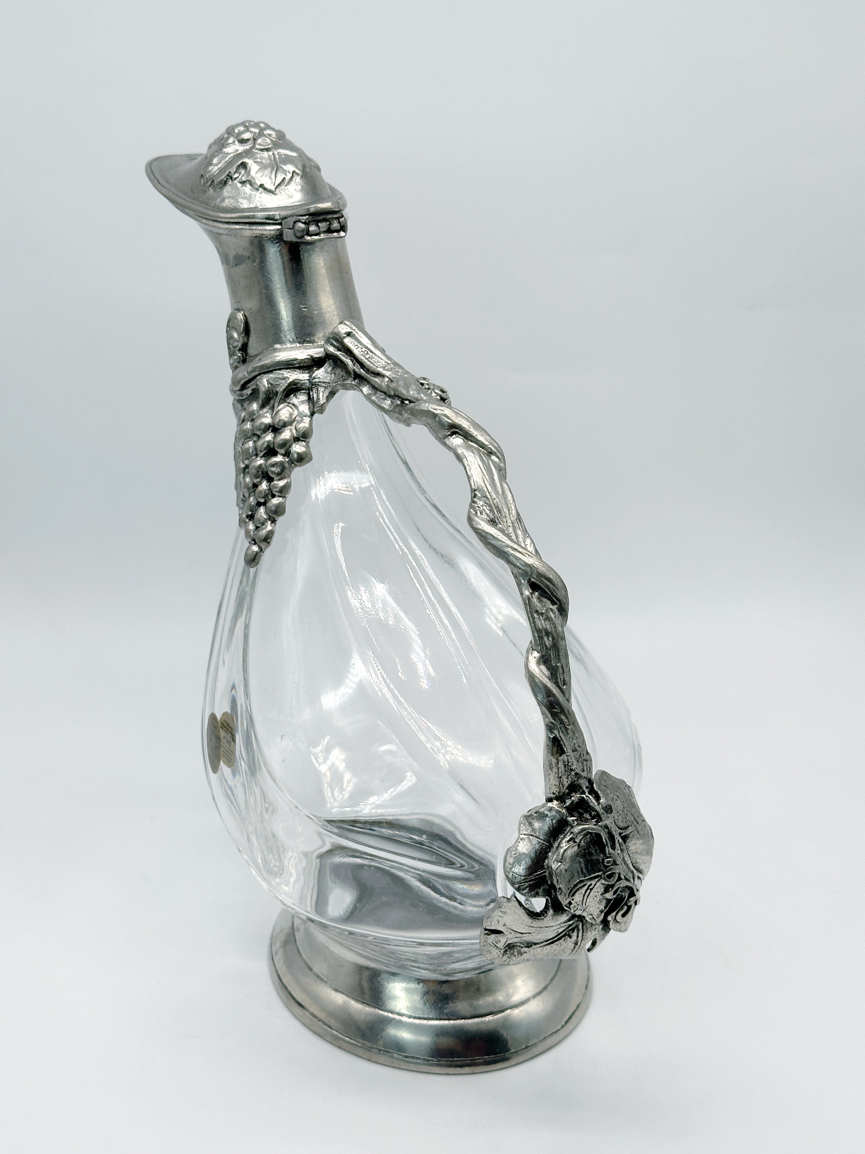 Vintage Weinente aus Metall und Glas