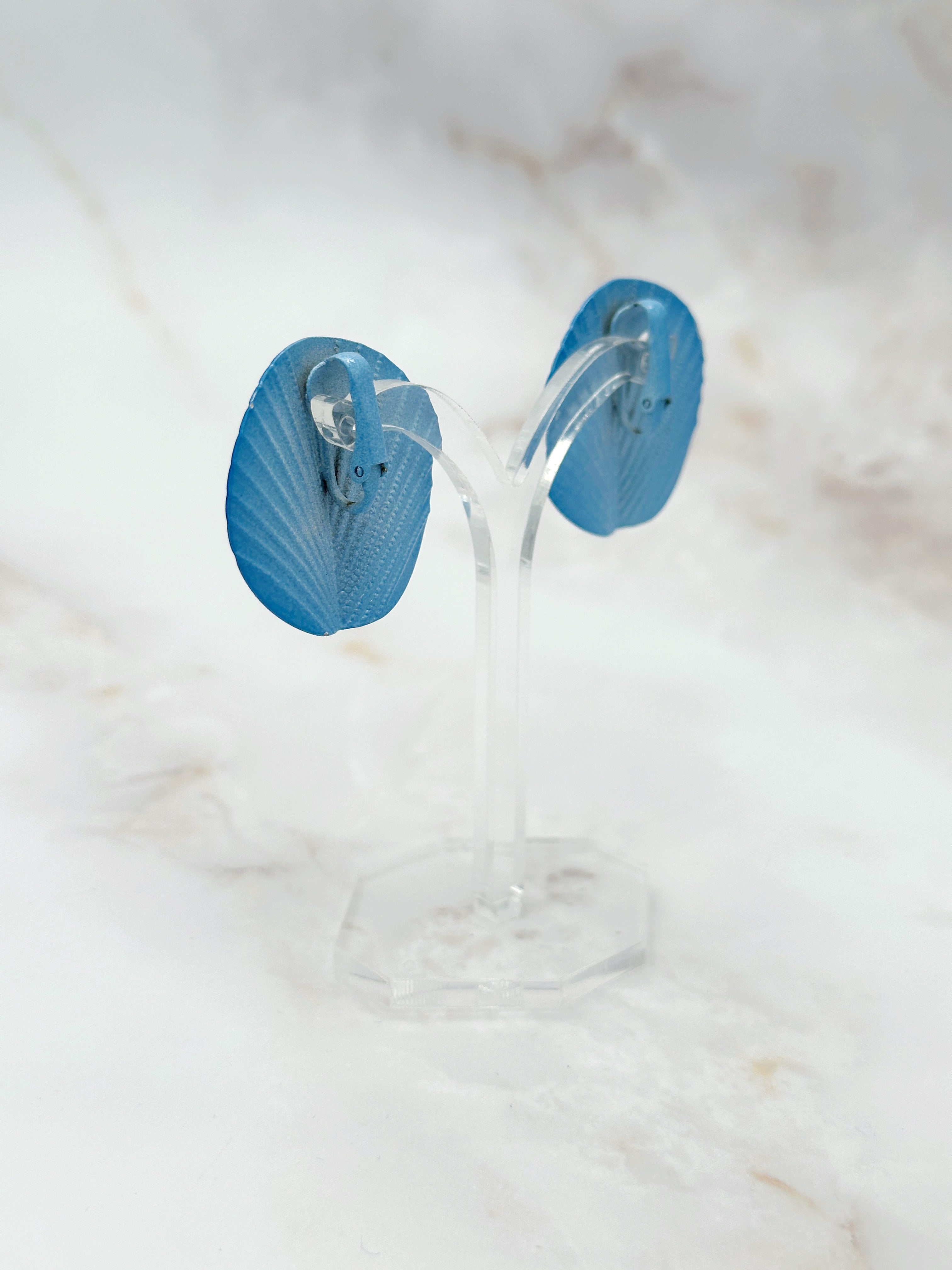 Ice blue vintage ear clips