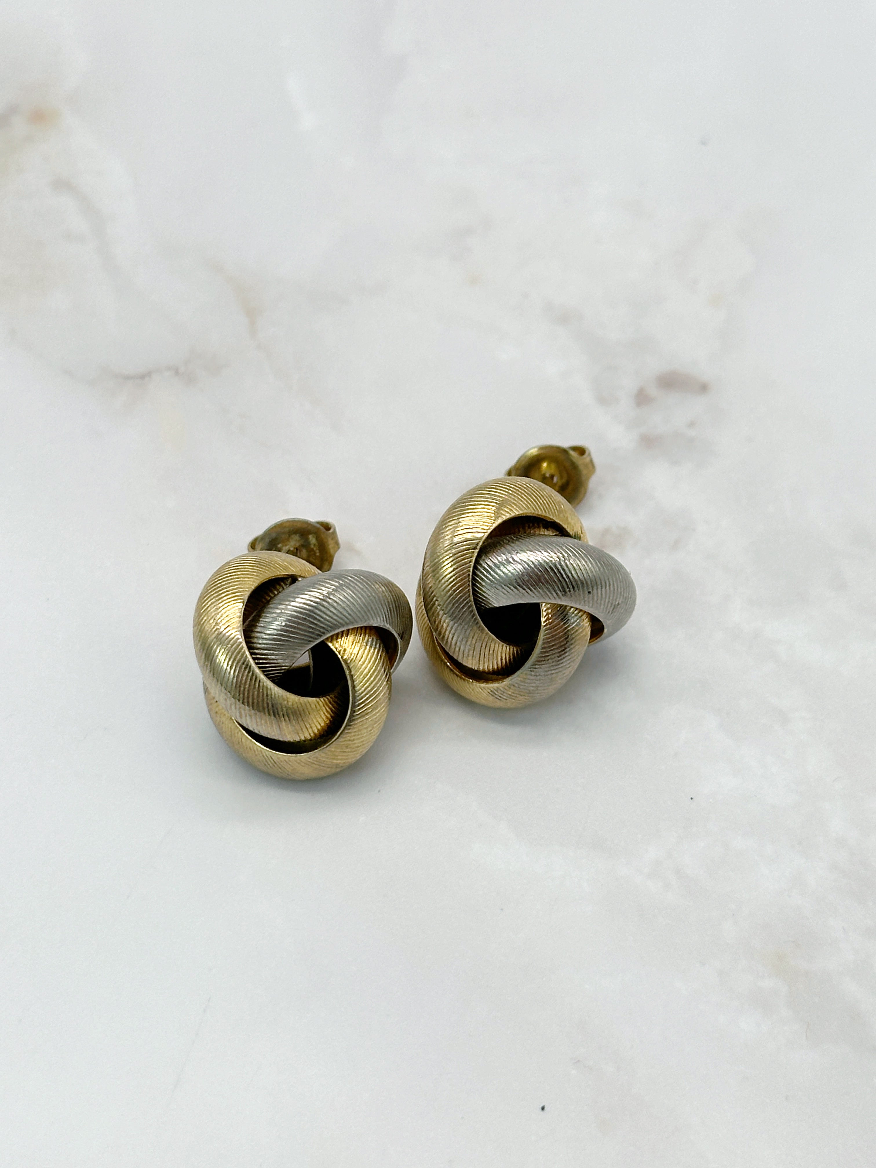 Vintage Ohrhänger Knoten Bicolor Gold Silber