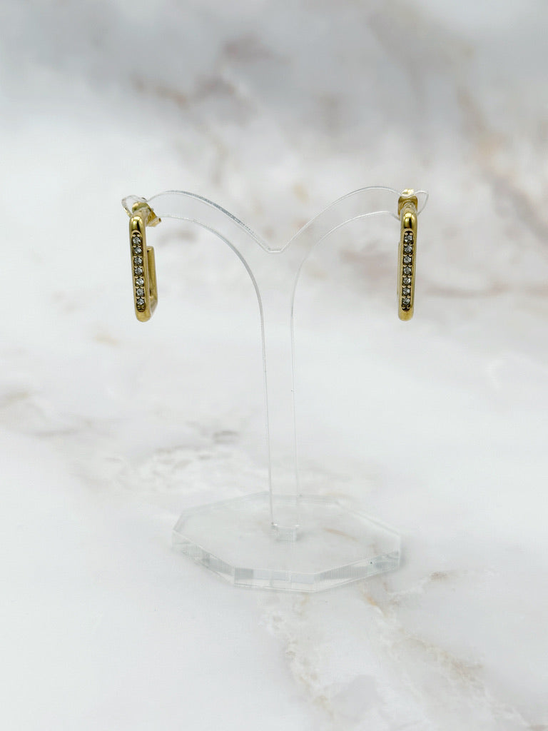 Eckige Creolen mit Strass