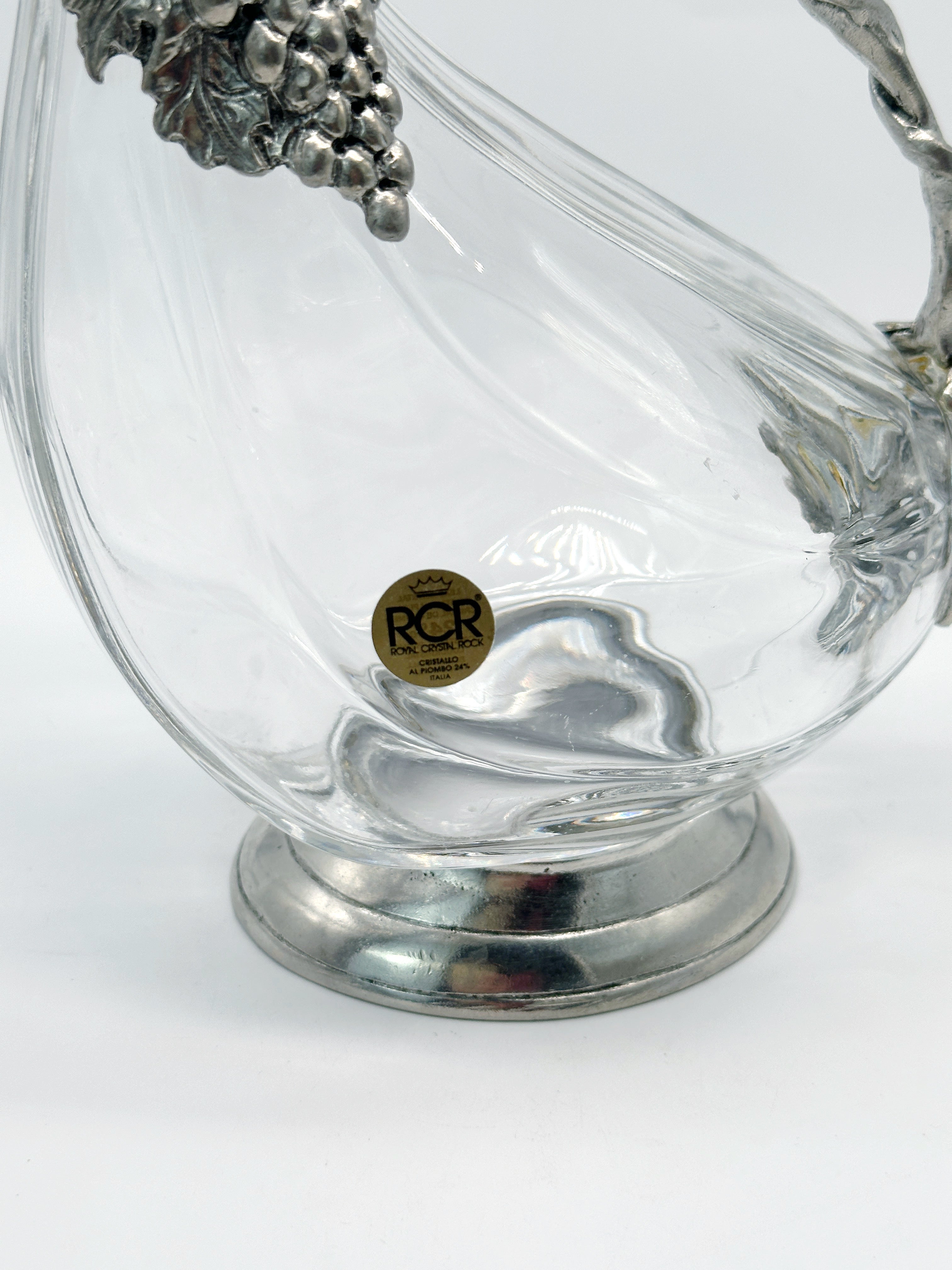 Vintage Weinente aus Metall und Glas