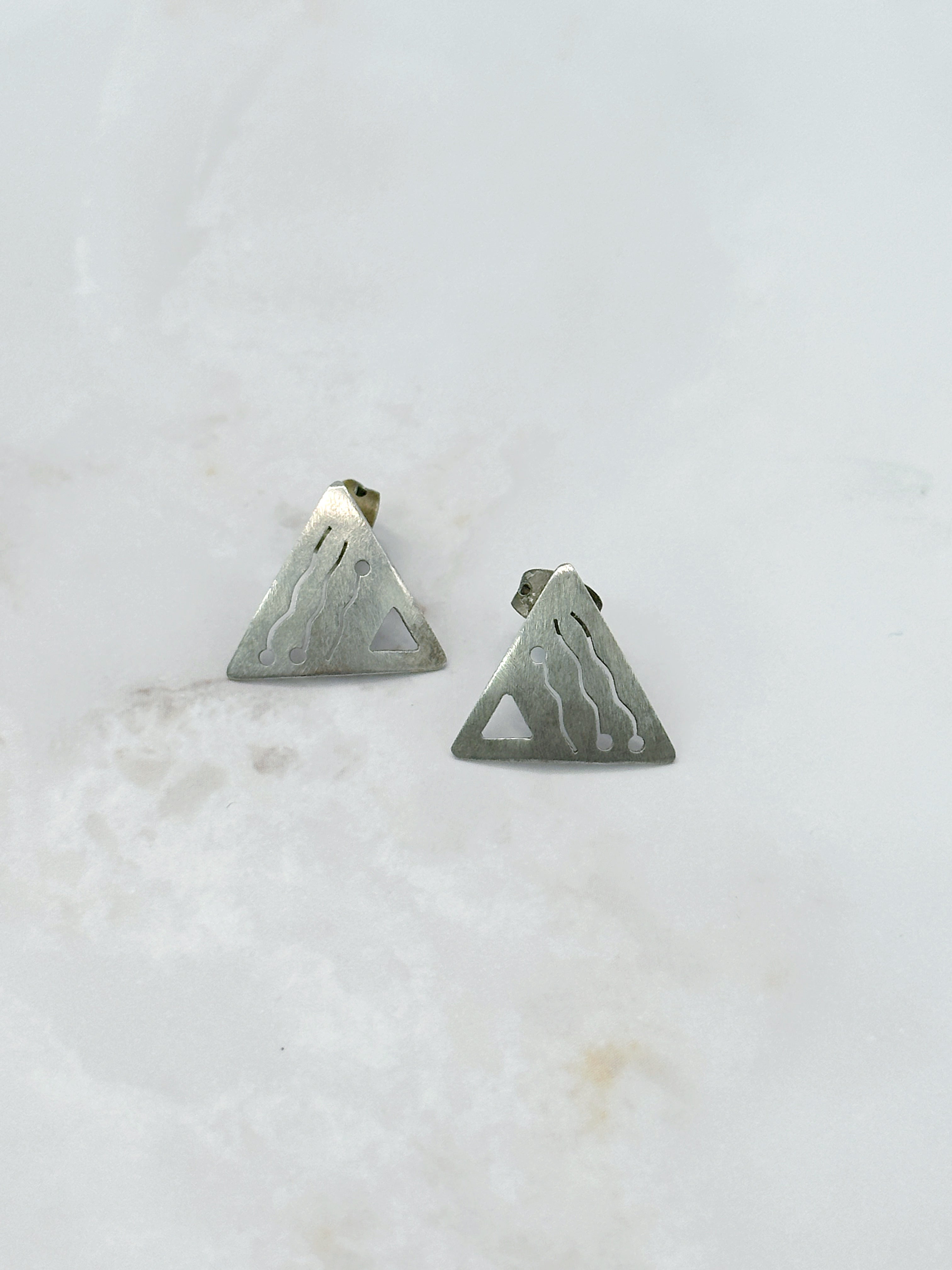 Minimalist Silver Triangle Geometric Stud Earrings