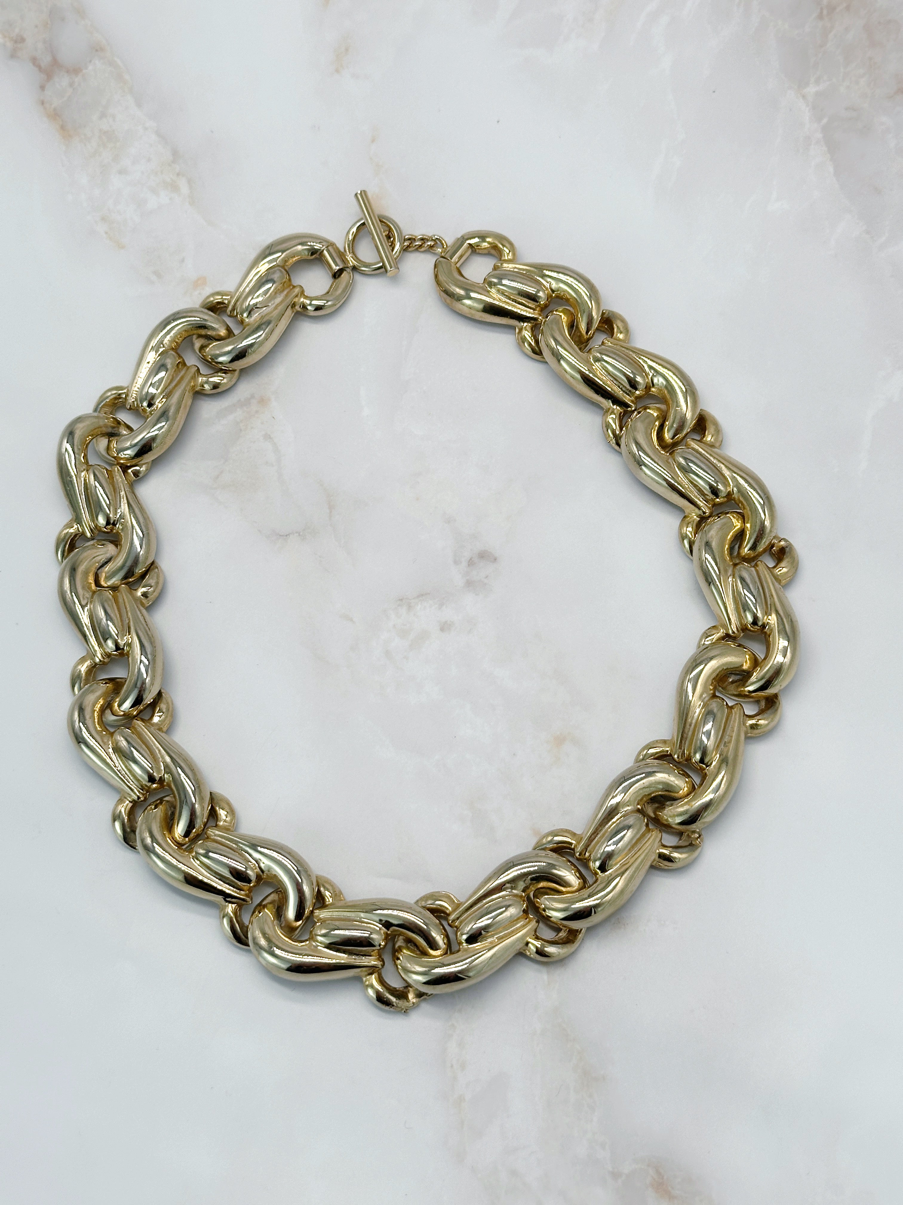 Solid vintage link necklace gold-plated