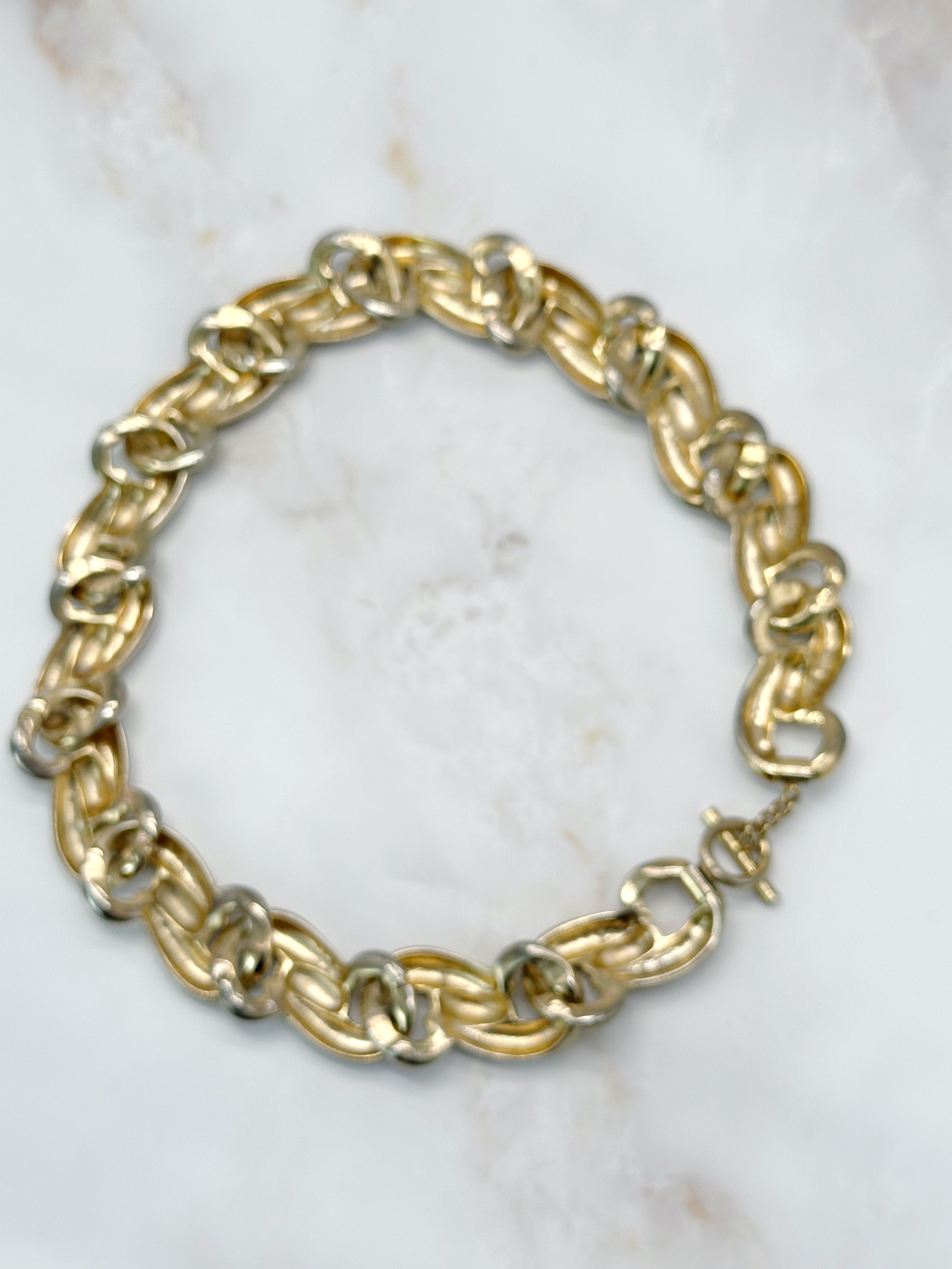 Solid vintage link necklace gold-plated