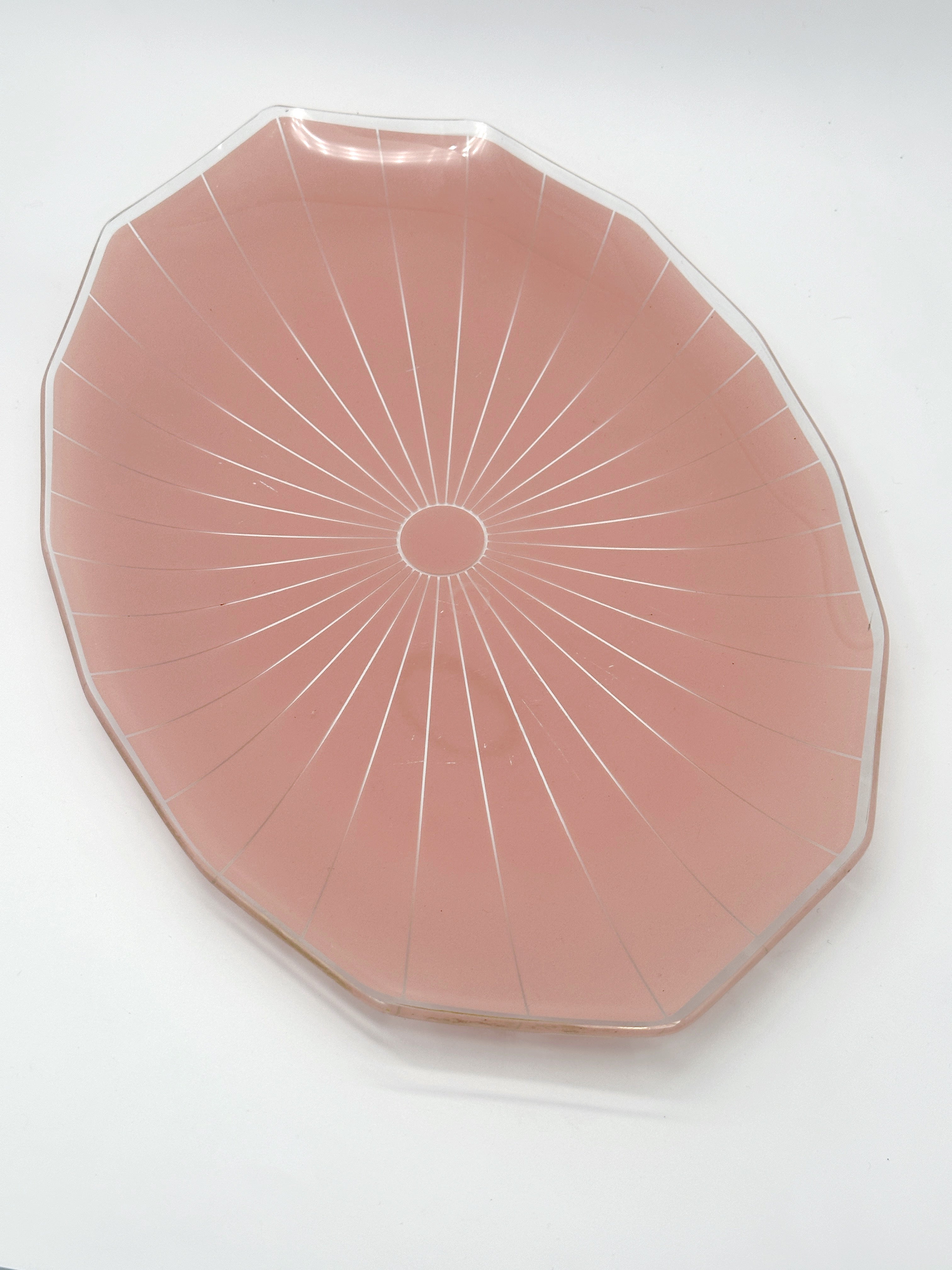 Pink glass serving platter