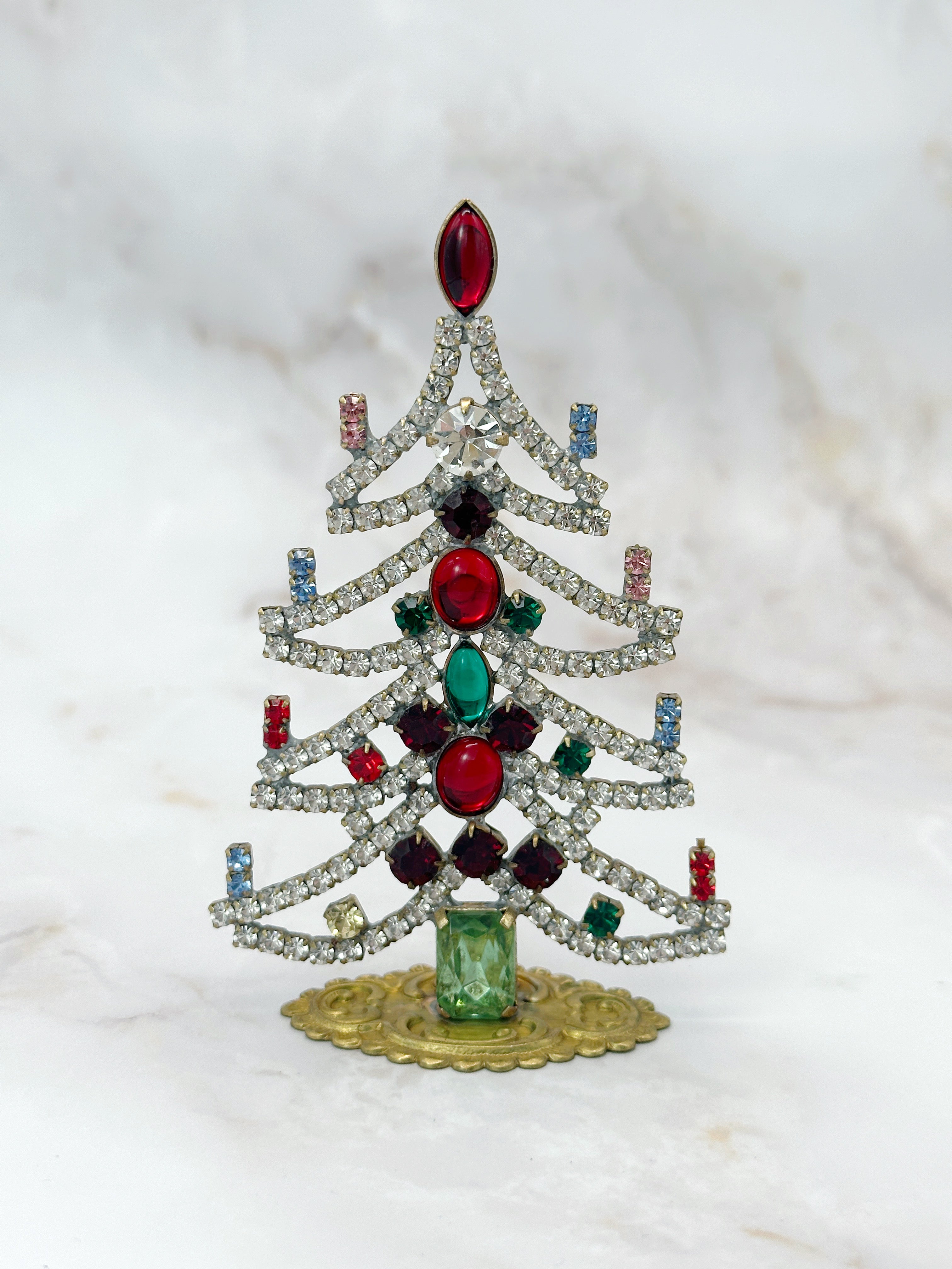 Vintage Gablonzer Christbaum aus Strass & Kristall