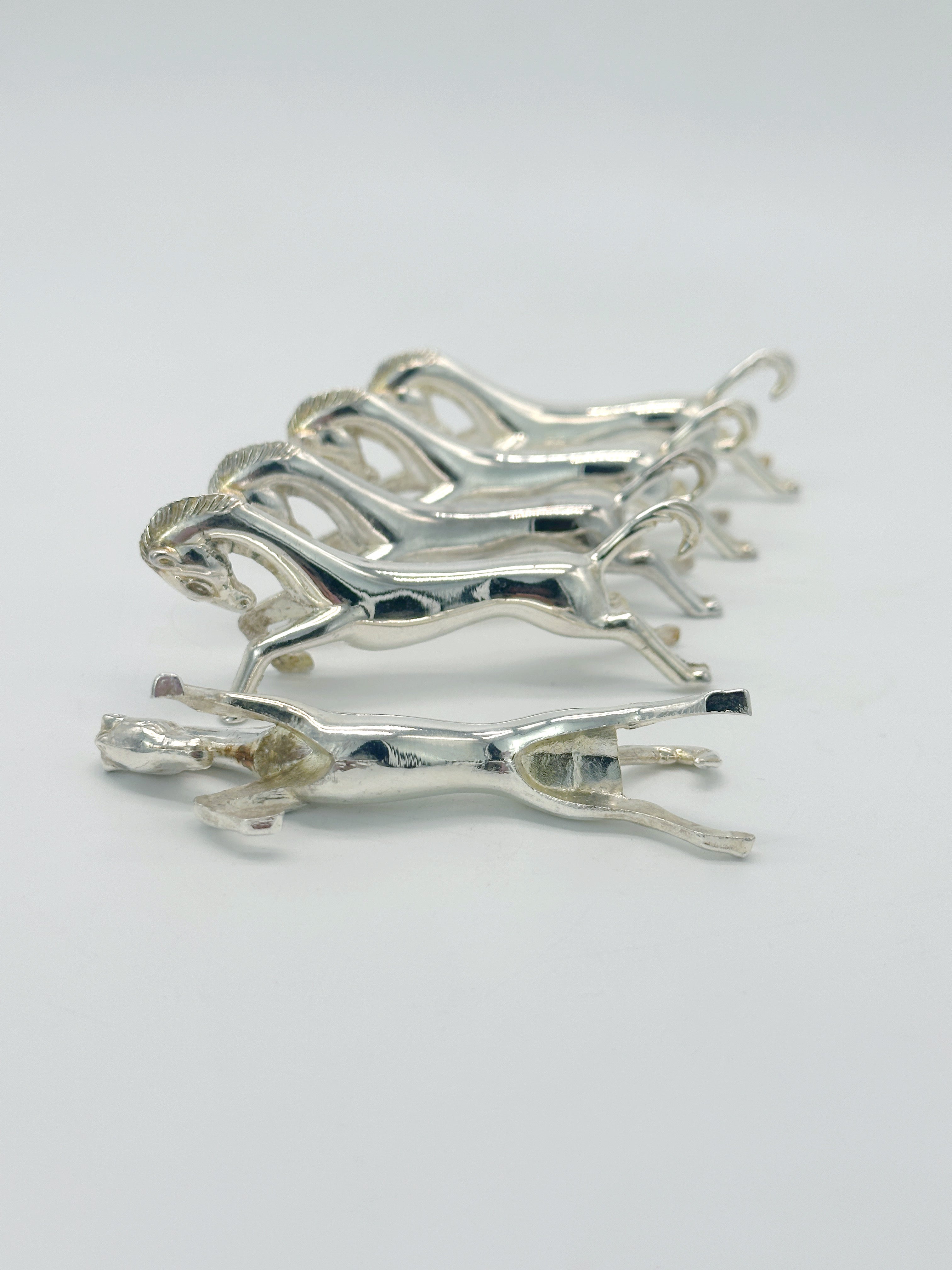Set of knife rests silver-plated horse motif