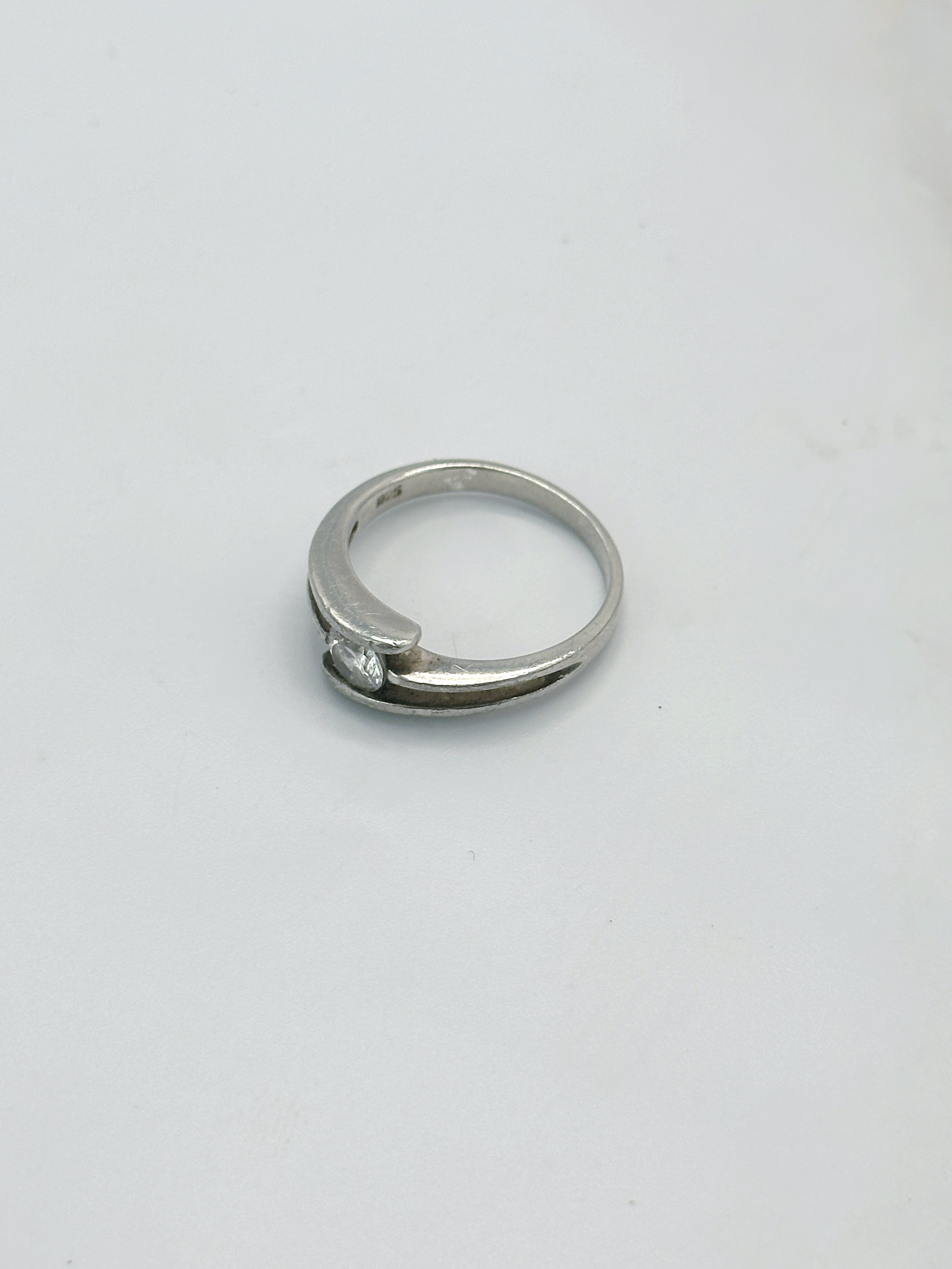 Vintage Ring 925 Sterling Silber mit funkelndem Glaskristall
