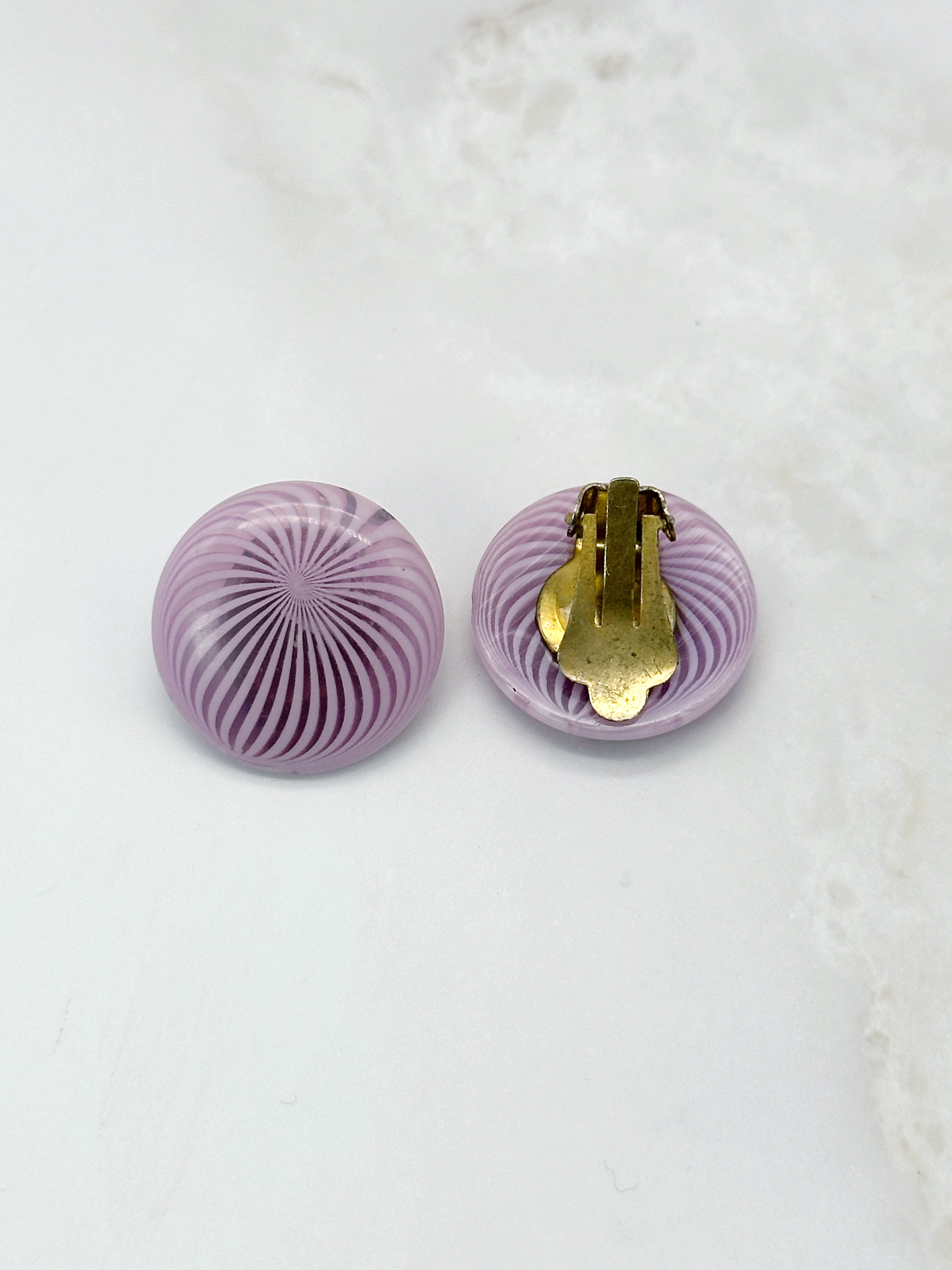 Vintage Ohrclips Kunststoff Rosa Lila