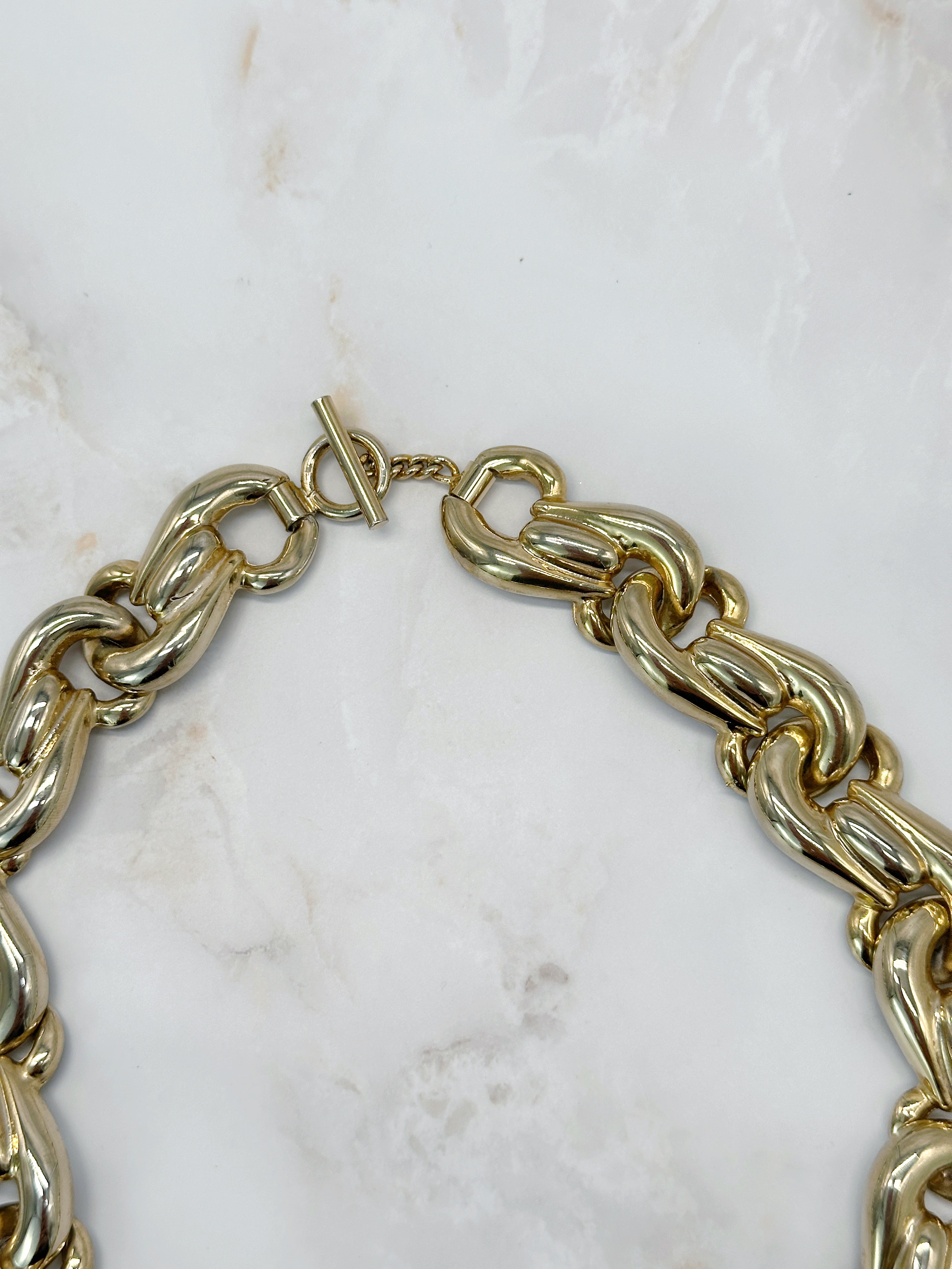 Solid vintage link necklace gold-plated