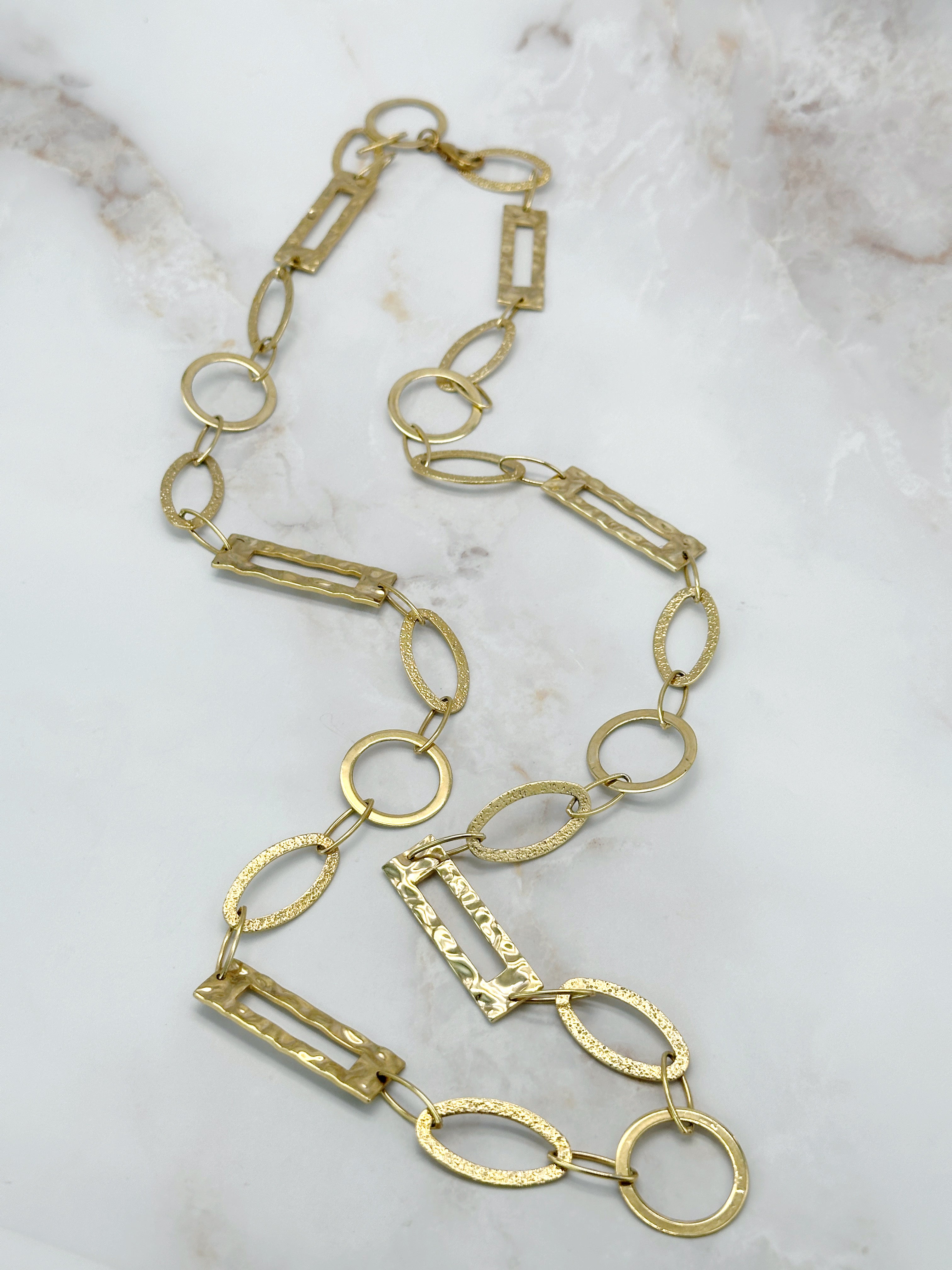 Long vintage link chain gold-plated variety of shapes