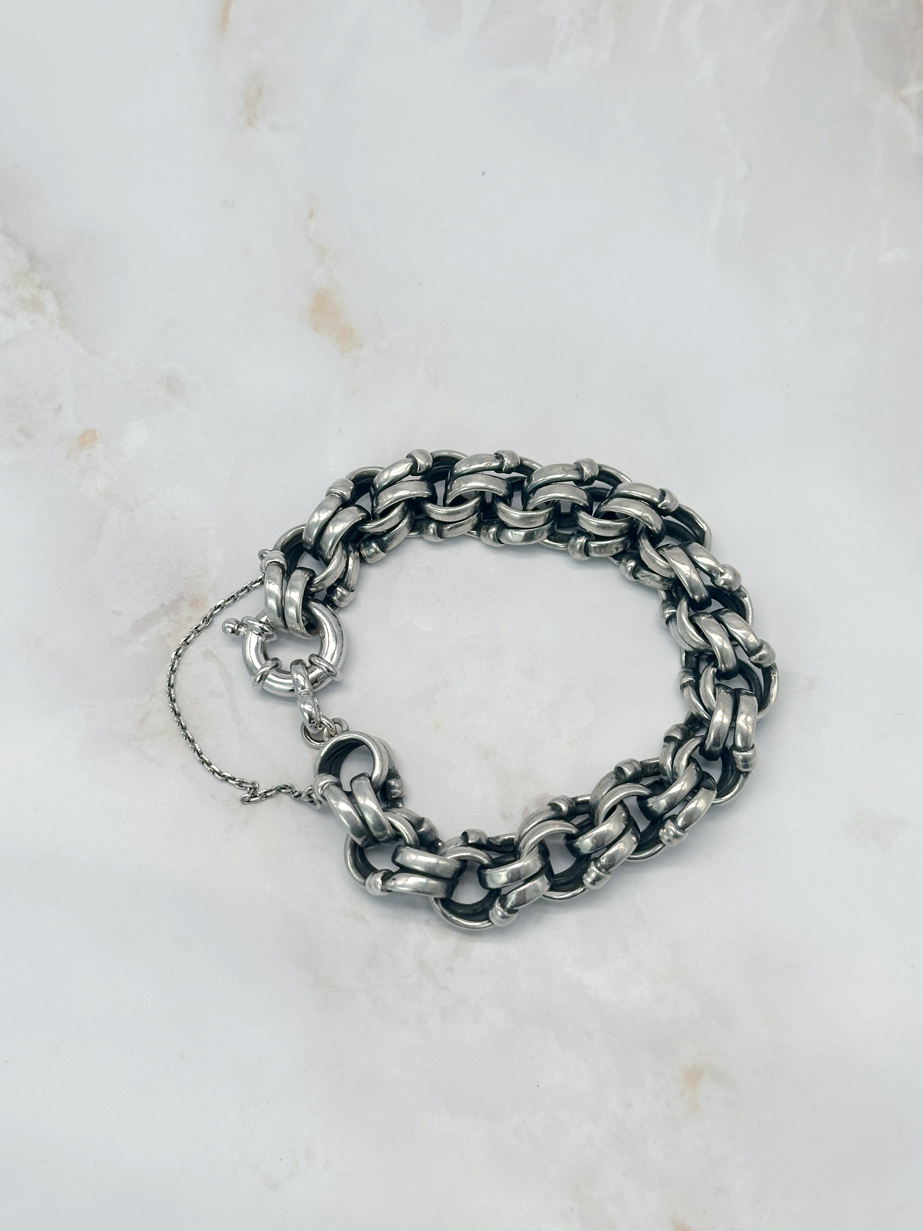 Zeitloses Vintage Armband in Silber mit runden Gliedern