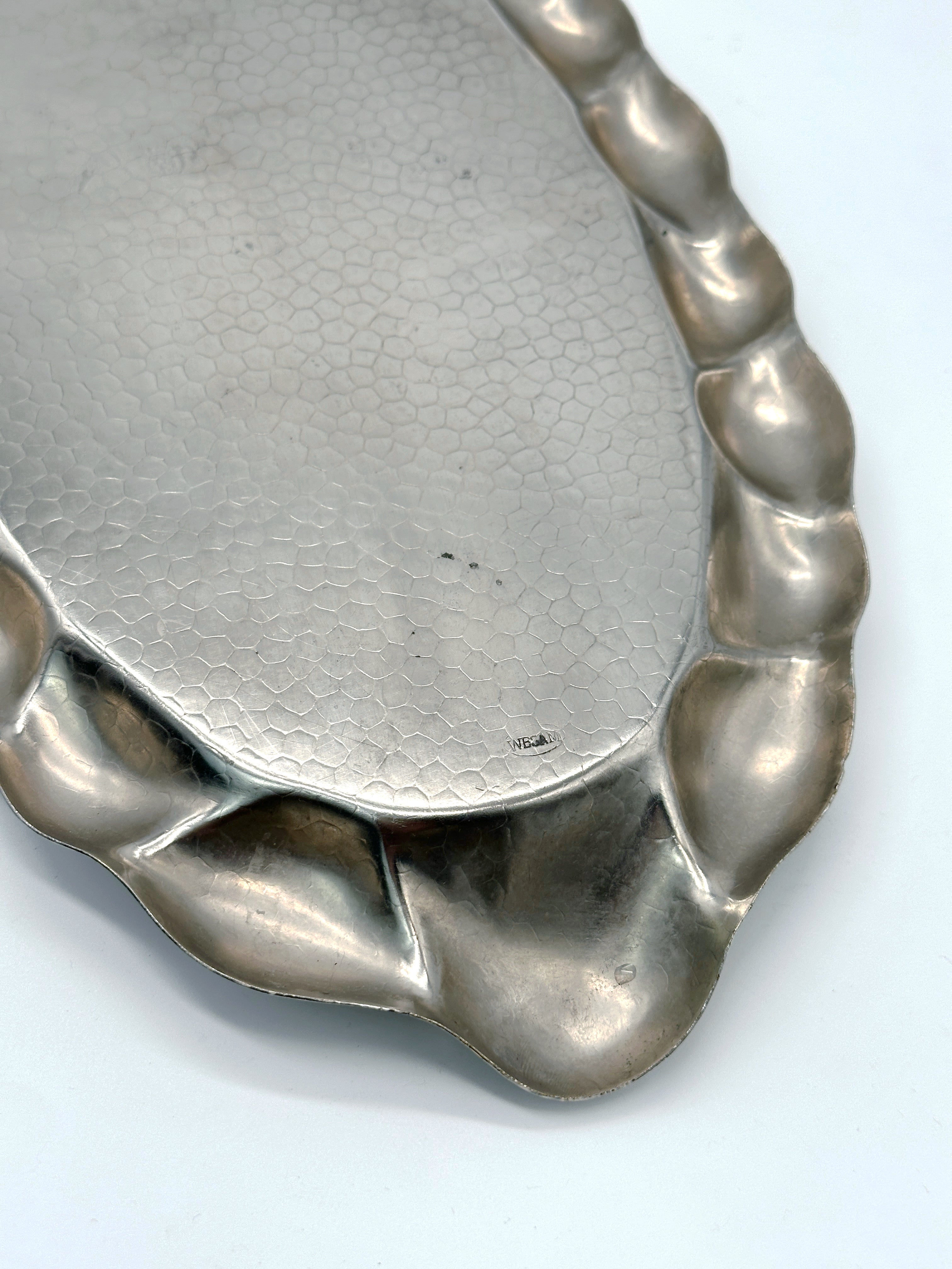 Silver-plated tray with hammered motif