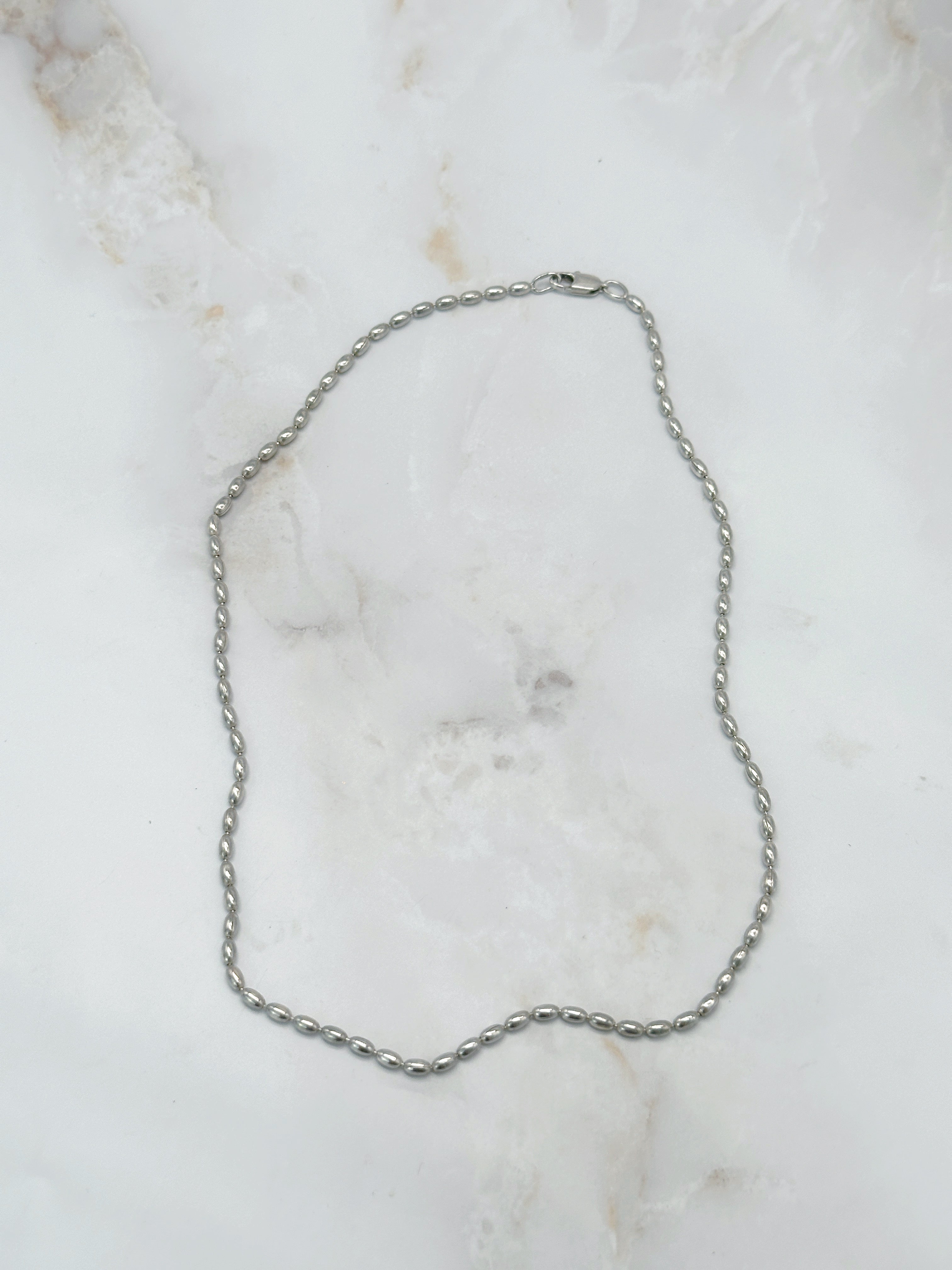 Zarte Vintage Halskette aus 925 Sterling Silber mit ovalen Elementen