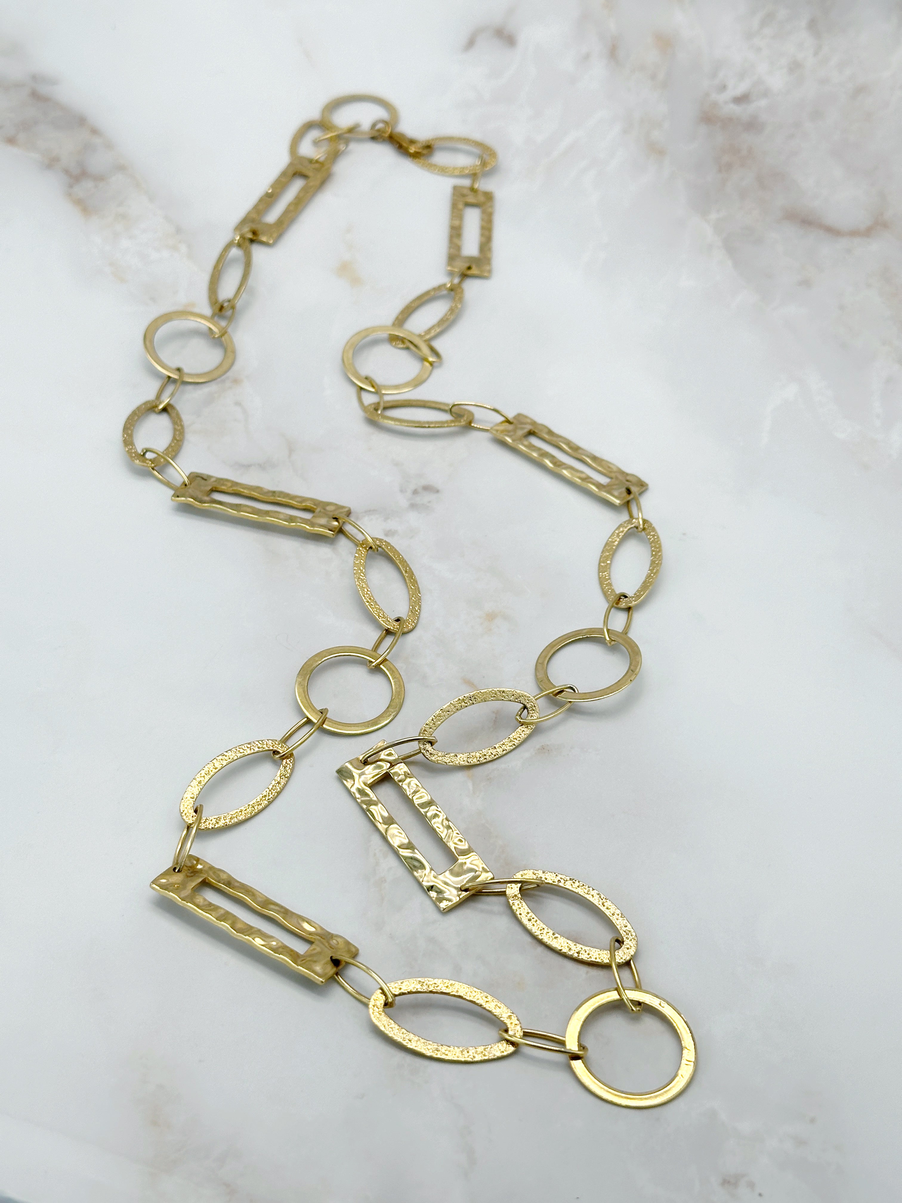 Long vintage link chain gold-plated variety of shapes