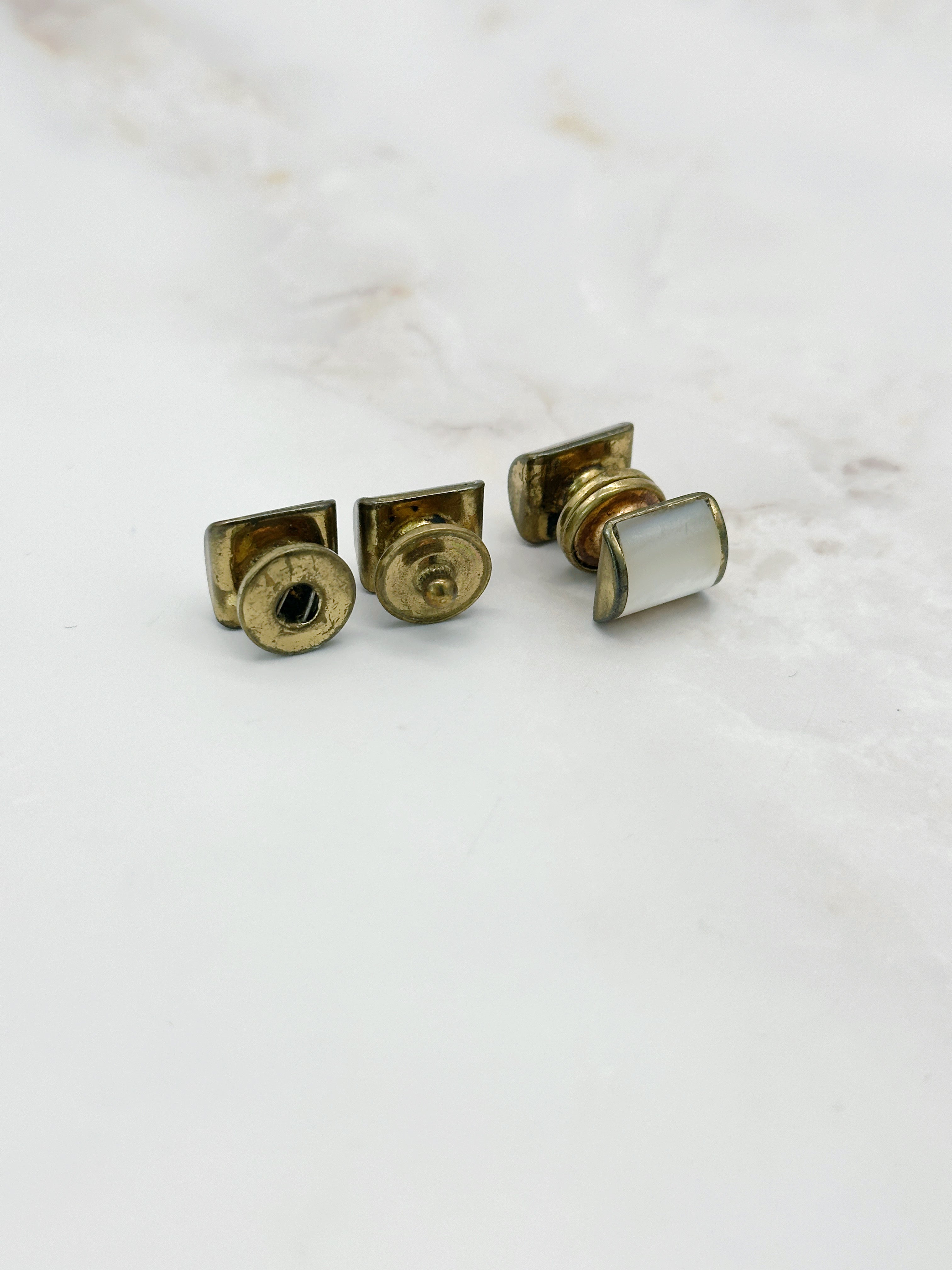 Vintage cufflinks with mother of pearl and snap fastener