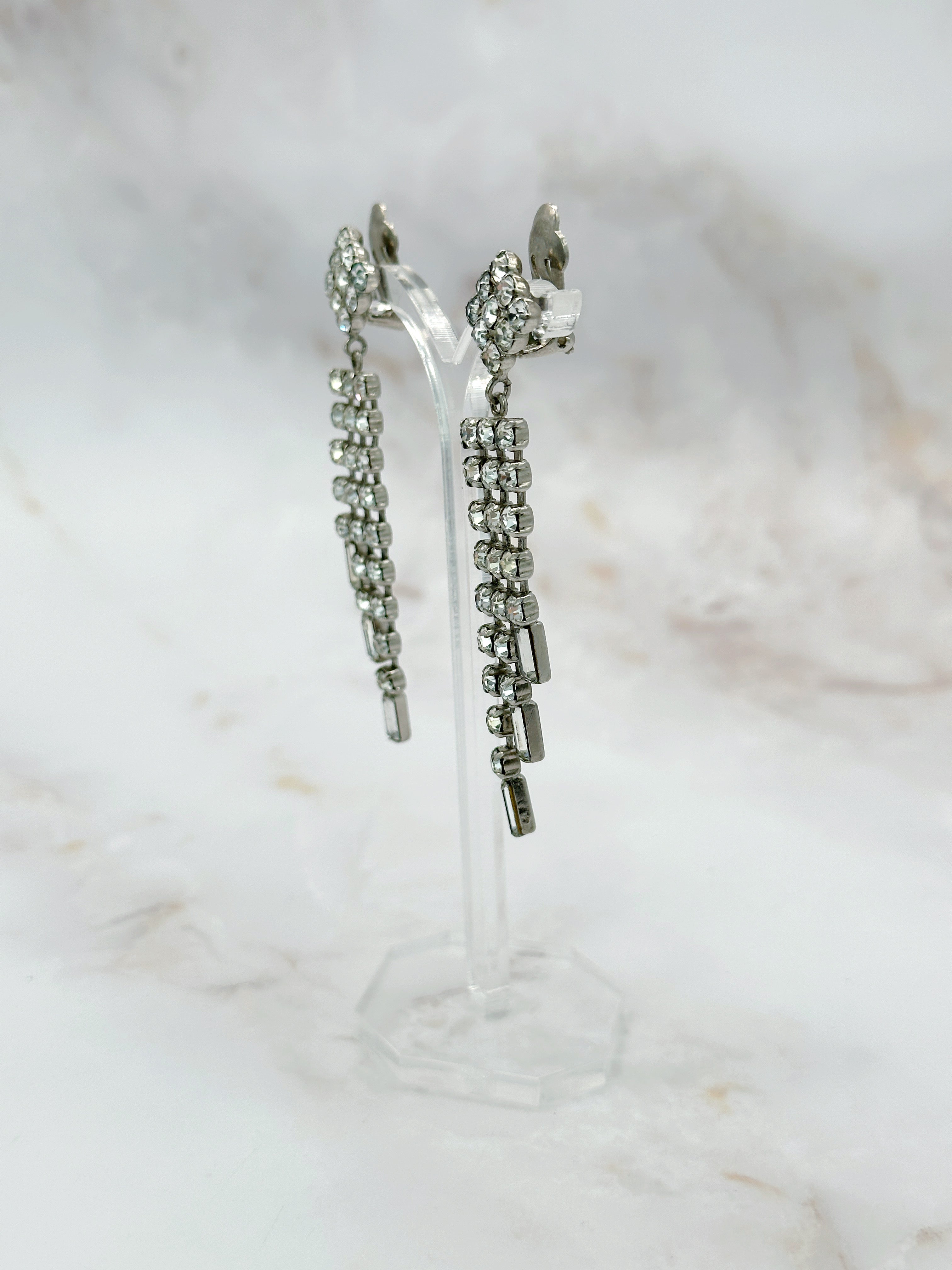 Vintage Ohrclips mit Strass und Fransen