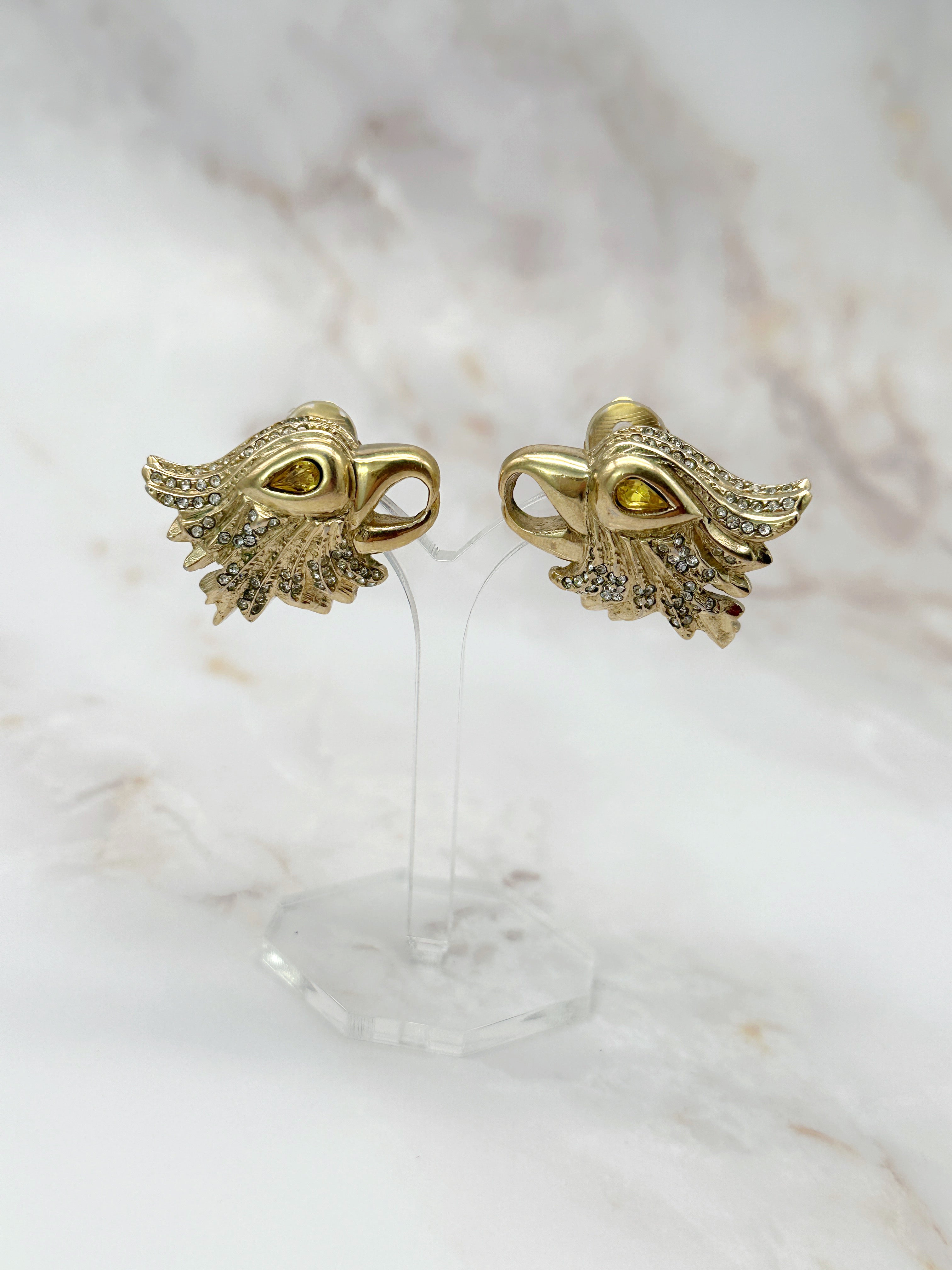 Vintage Statement Ohrclips Greifvogel