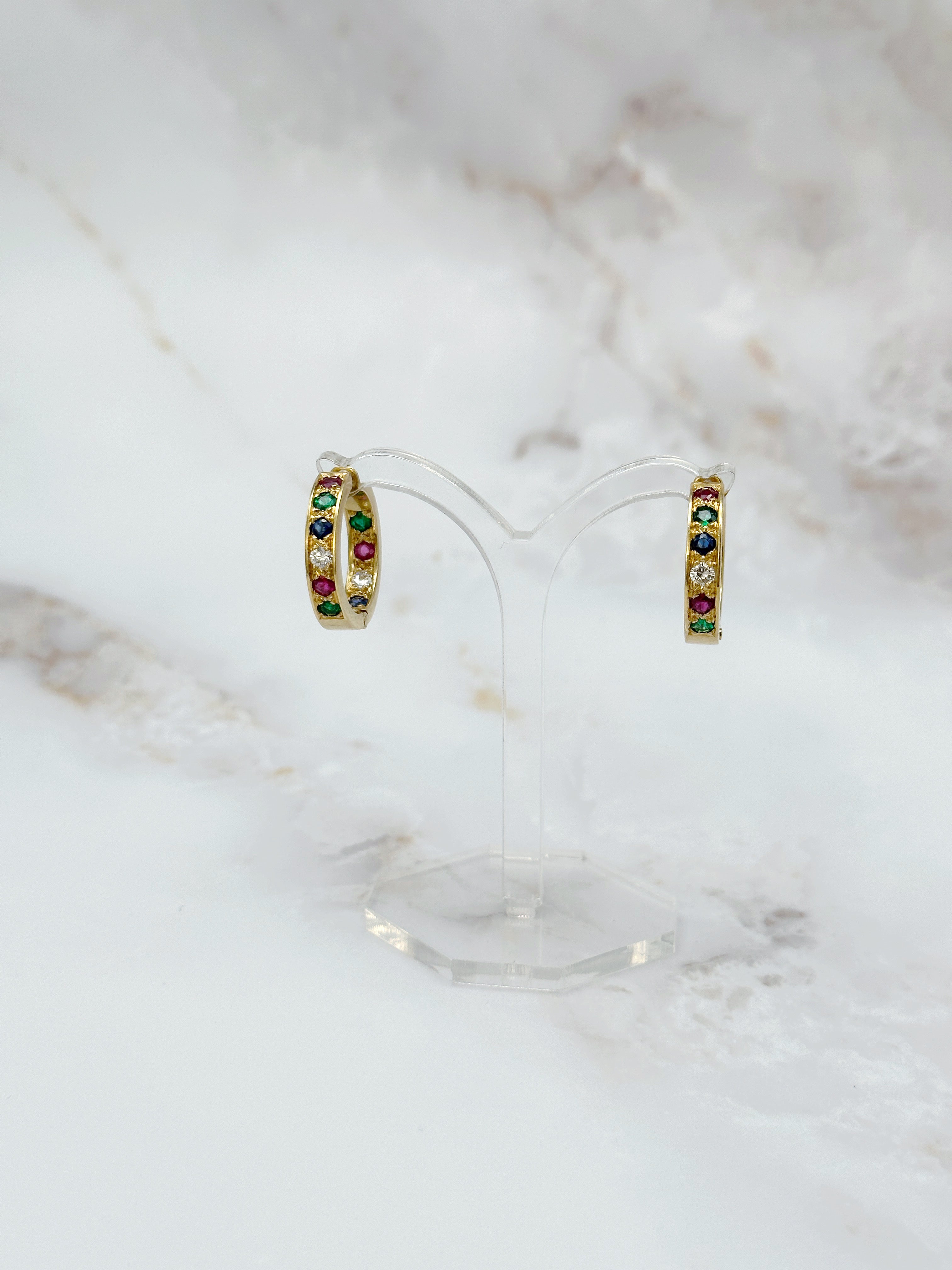 Vintage Creolen mit Edelsteinen & Diamanten