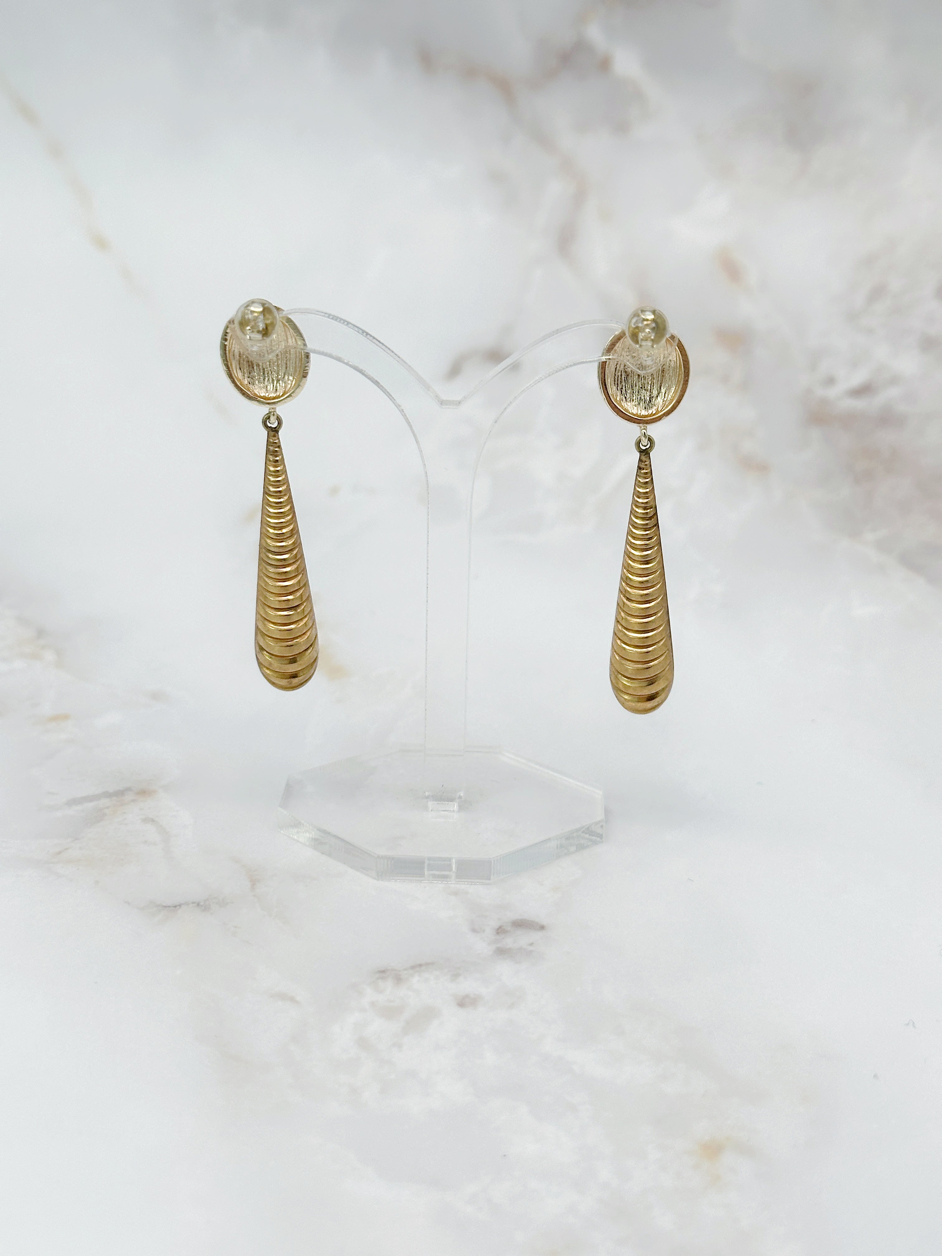 Earrings with long gold-plated drop