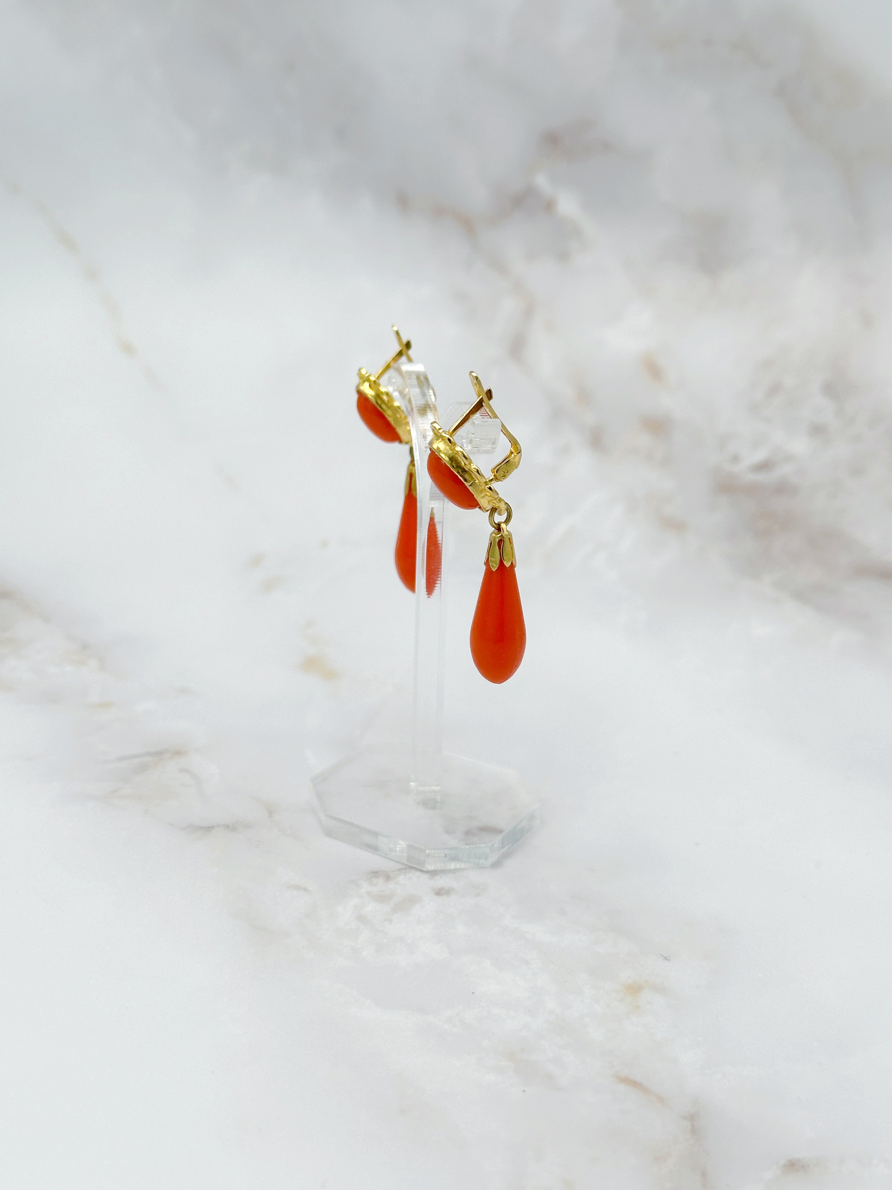 Vintage Ohrgehänge orange Tropfen
