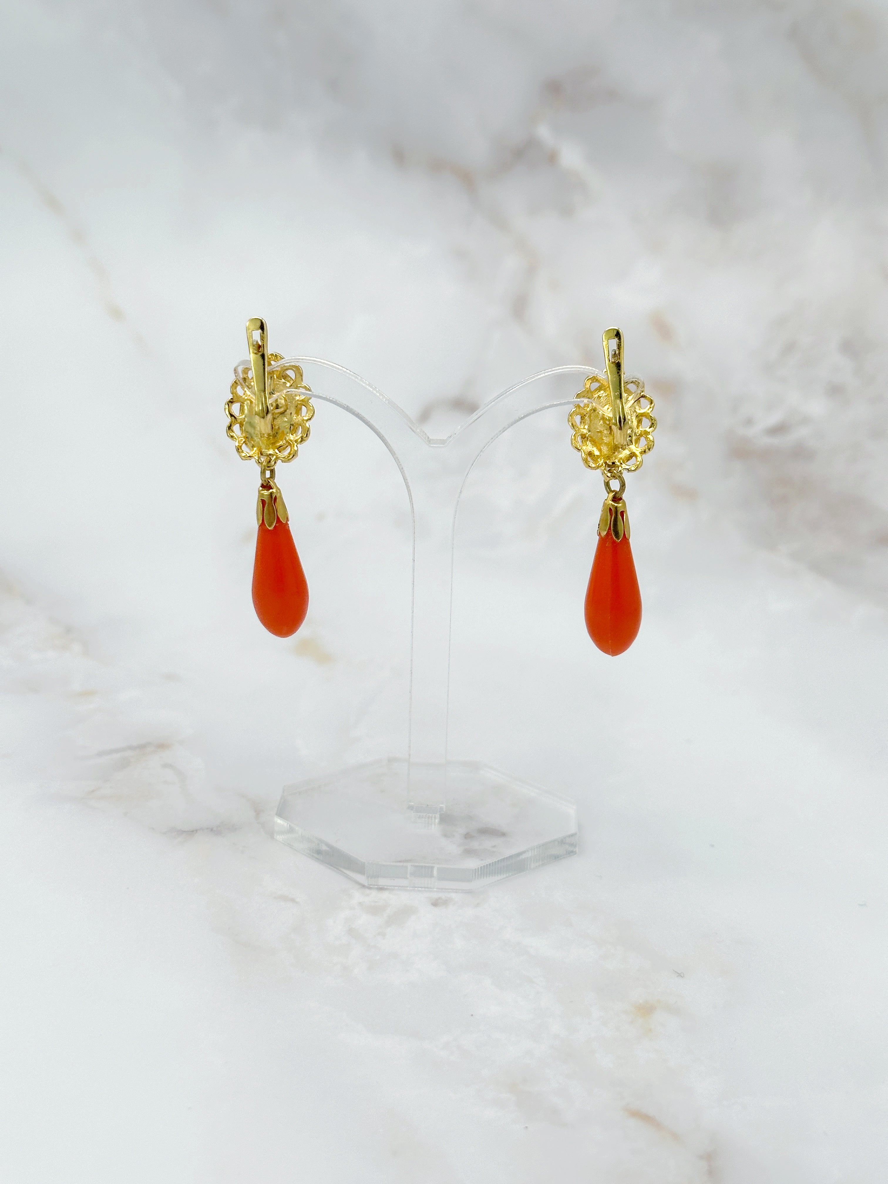 Vintage Ohrgehänge orange Tropfen