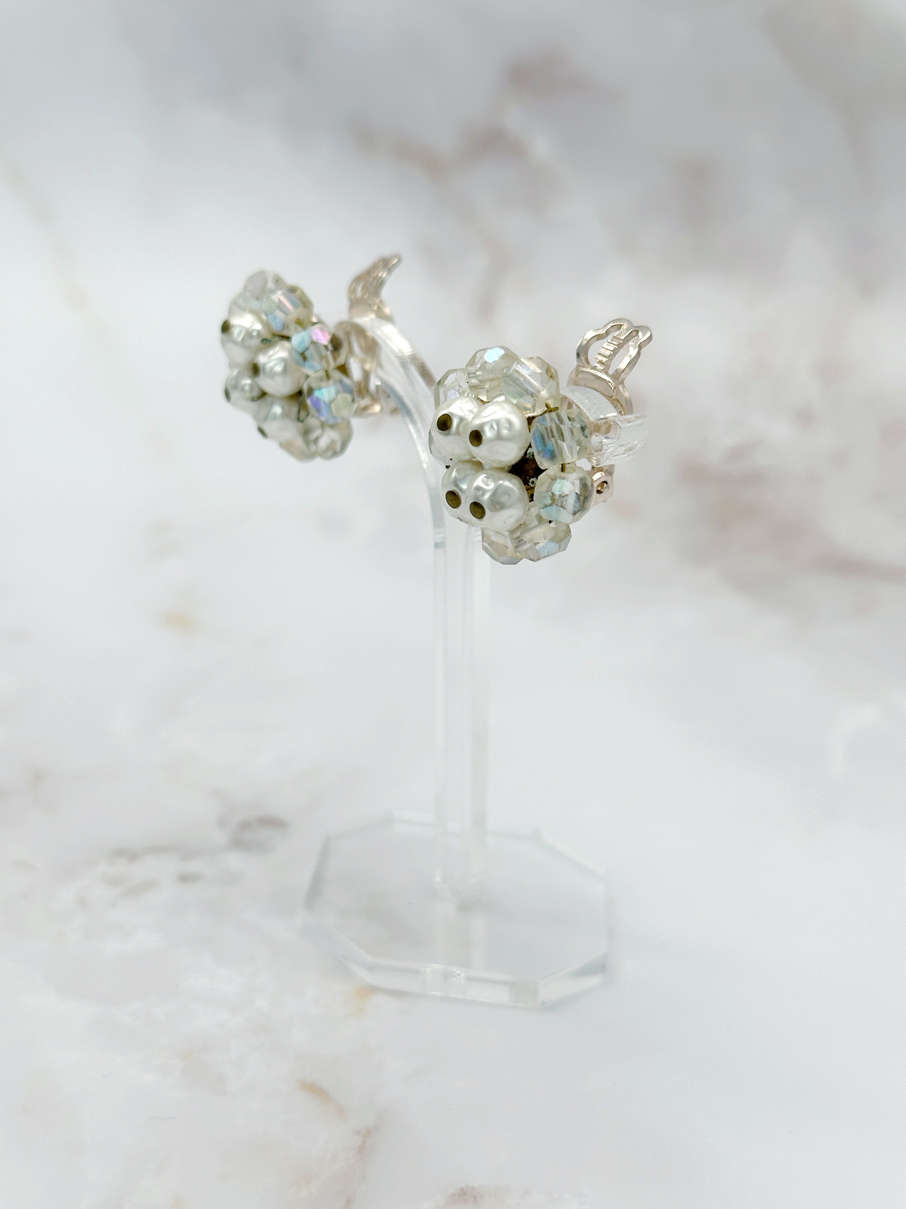 Vintage Ohrclips mit Kunstperlen