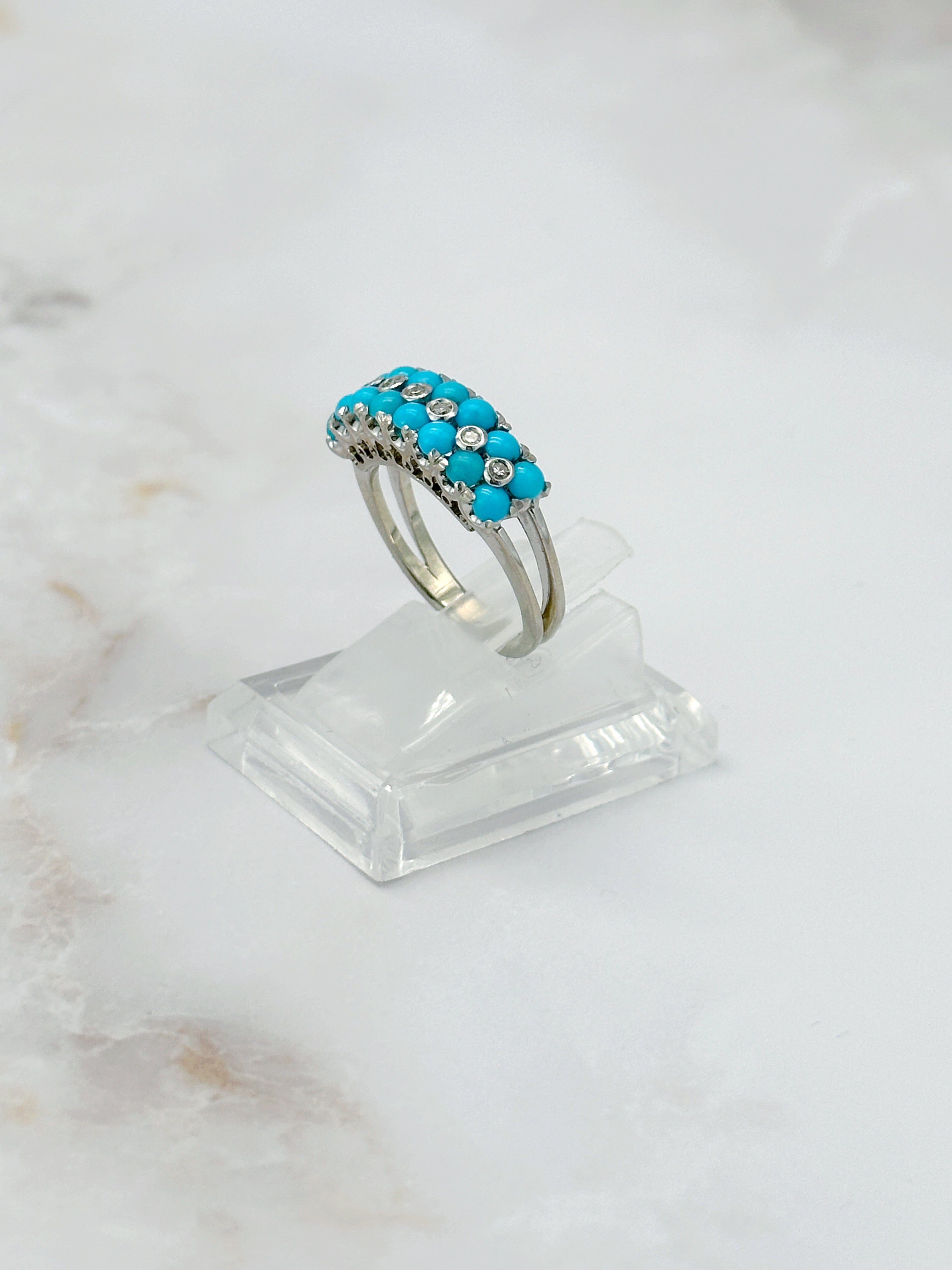 Vintage Ring mit Türkis & Diamant