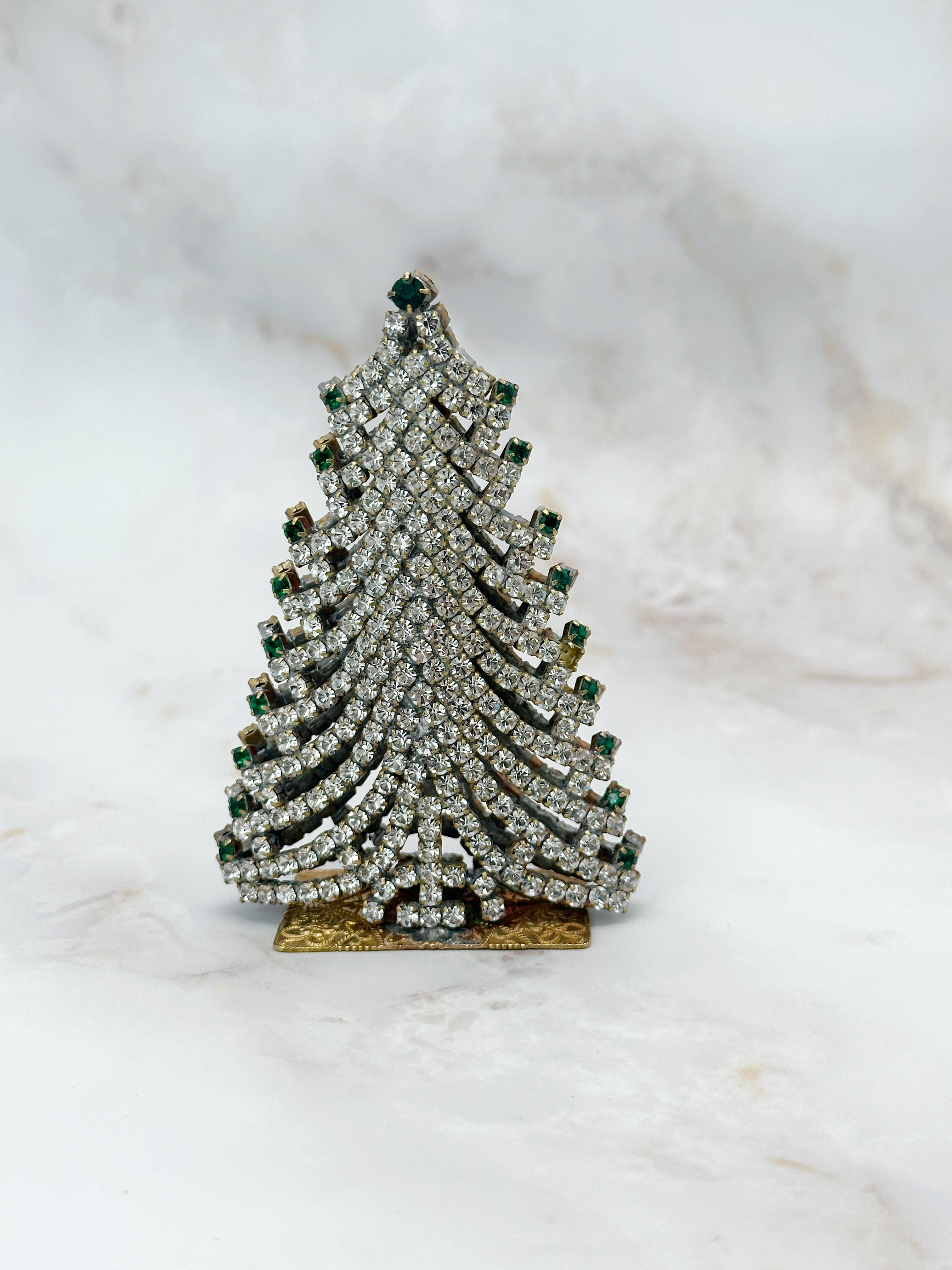 Funkelnder Gablonzer Tisch-Christbaum aus Strass & Kristall