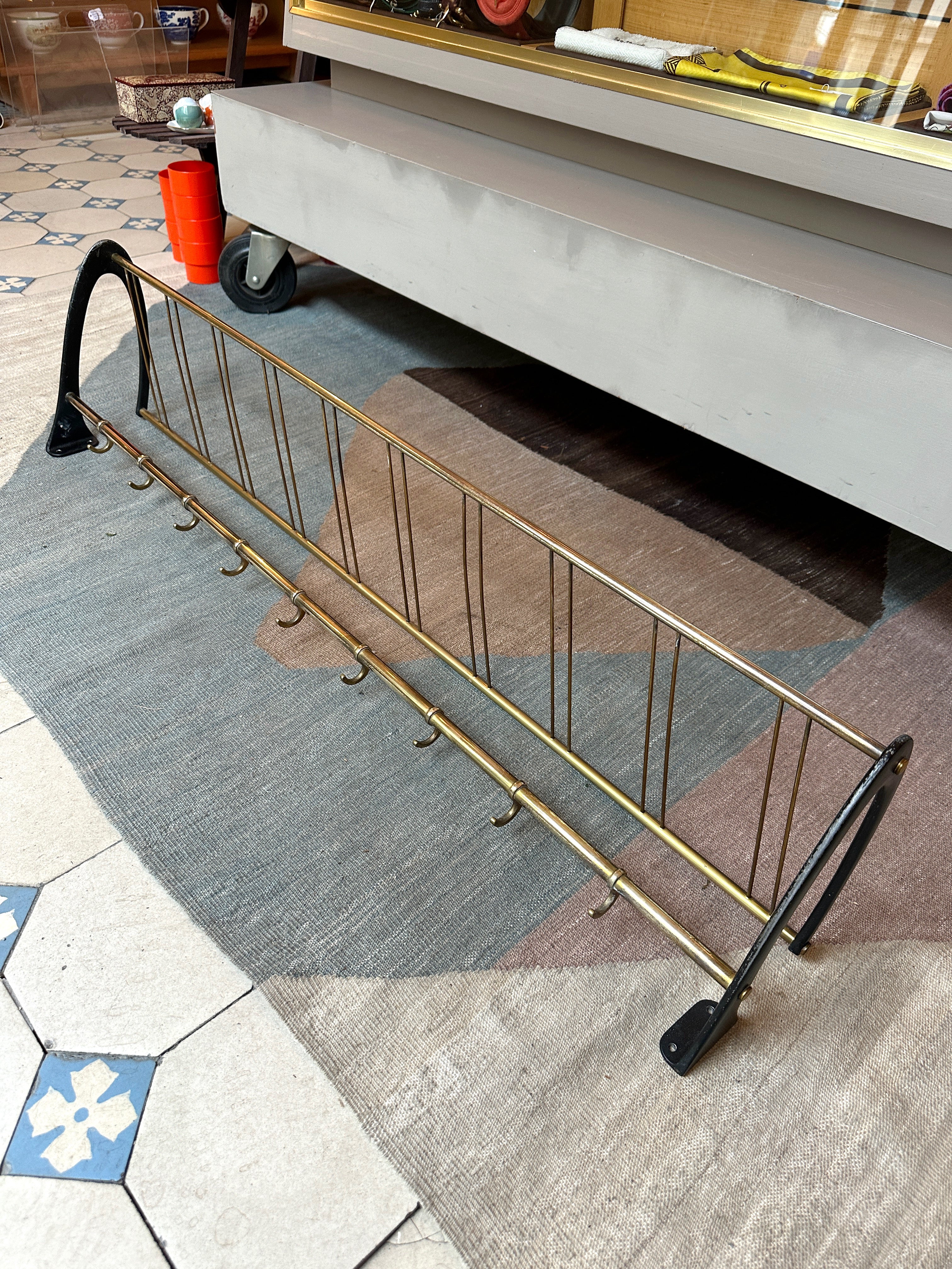 Midcentury brass coat rack