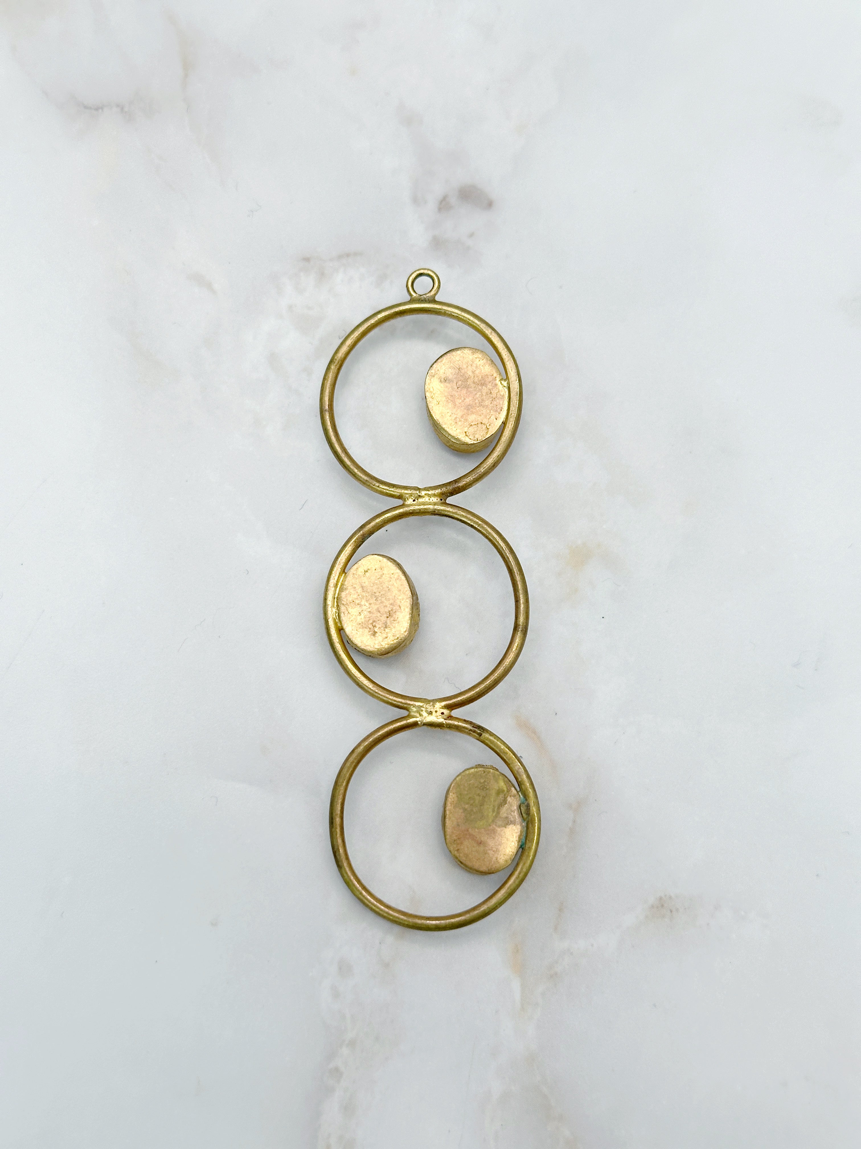Vintage pendant circles with pink glass