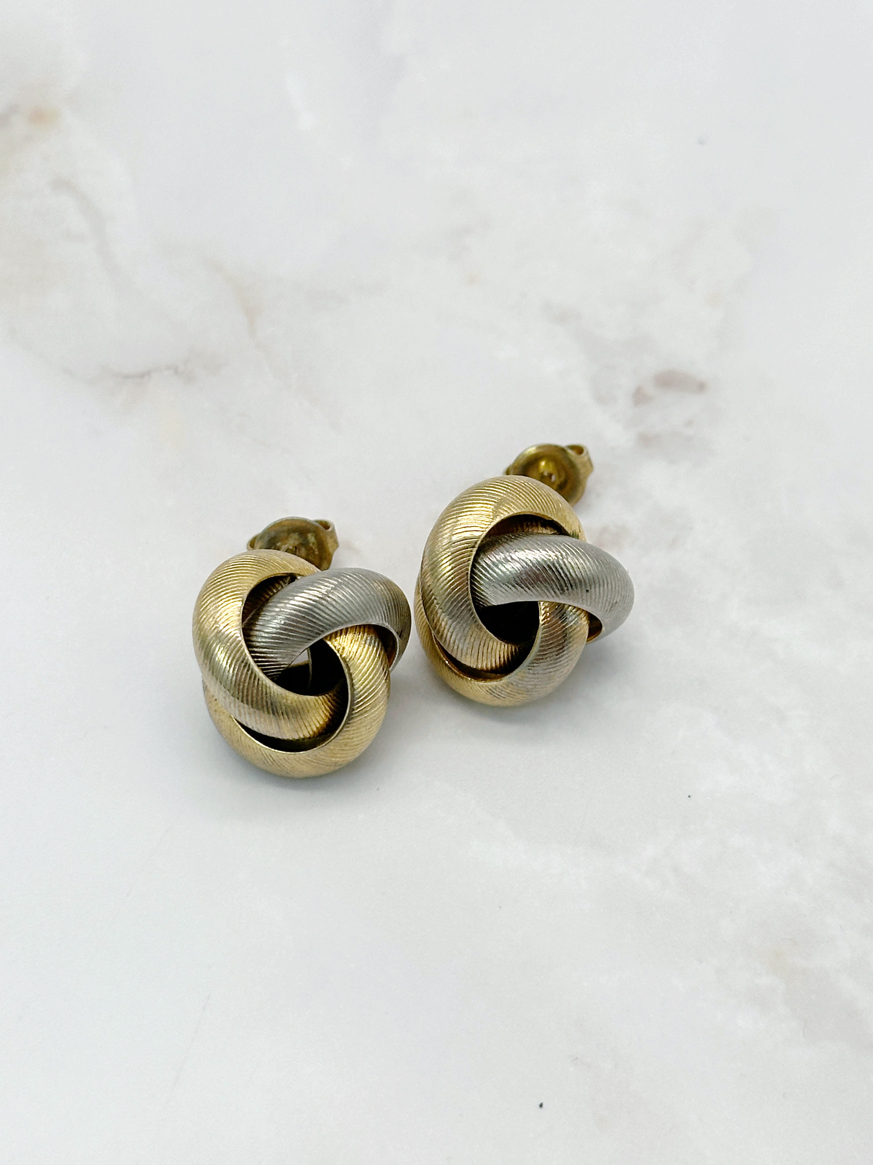 Vintage Ohrhänger Knoten Bicolor Gold Silber