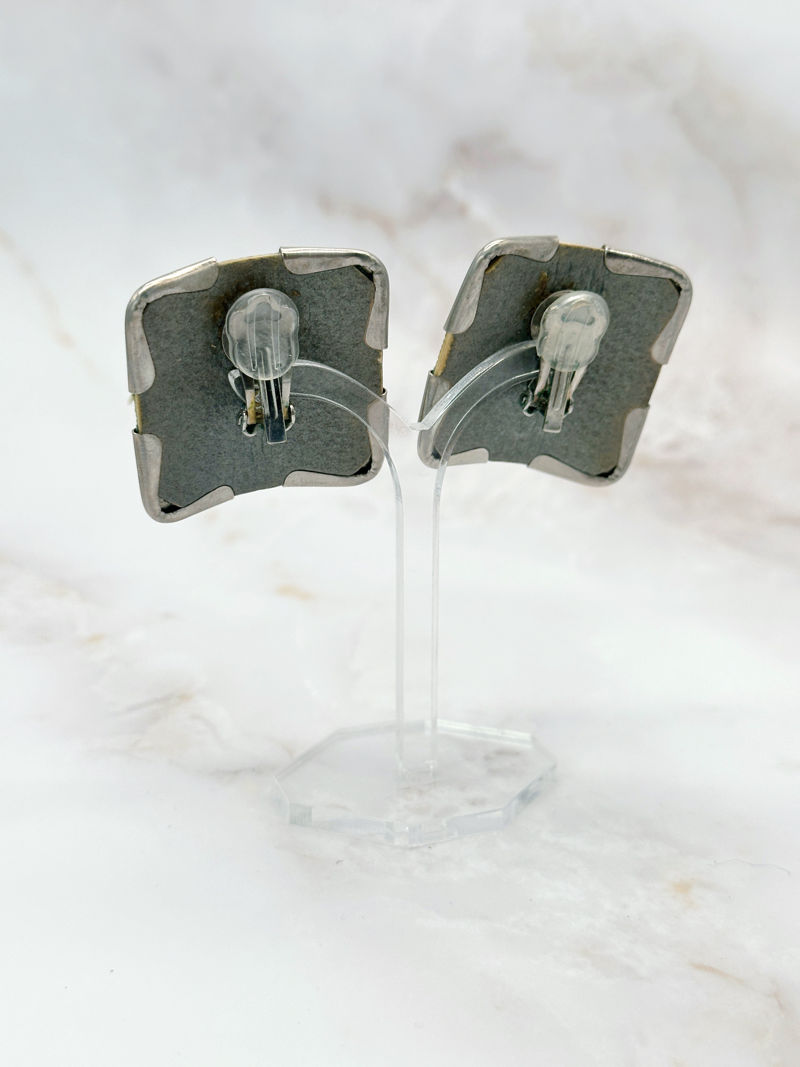 Vintage Statement-Ohrclips mit Jeansstoff und Strass-Stern