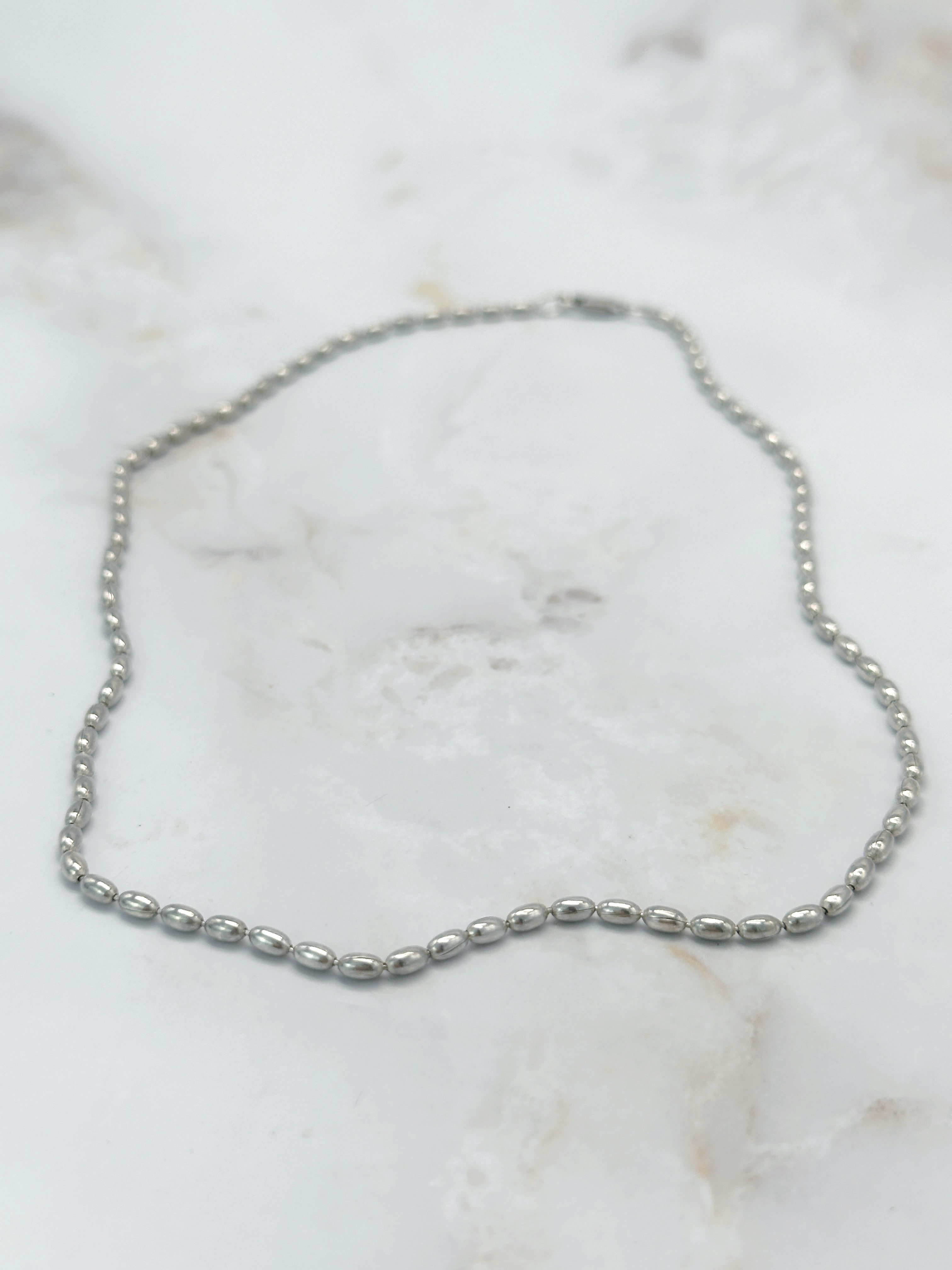 Zarte Vintage Halskette aus 925 Sterling Silber mit ovalen Elementen