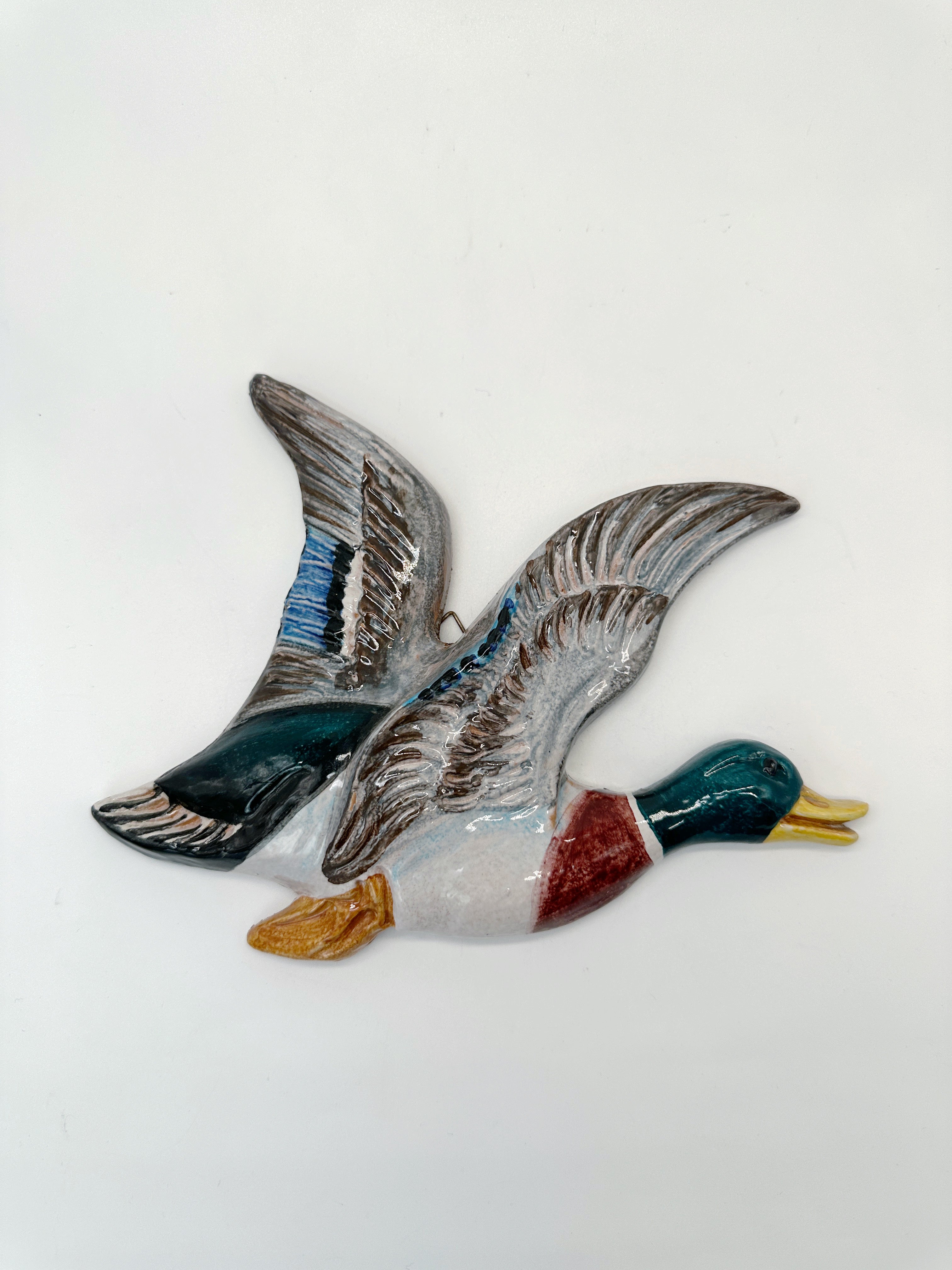 Vintage Wanddekoration – Flugente aus Keramik