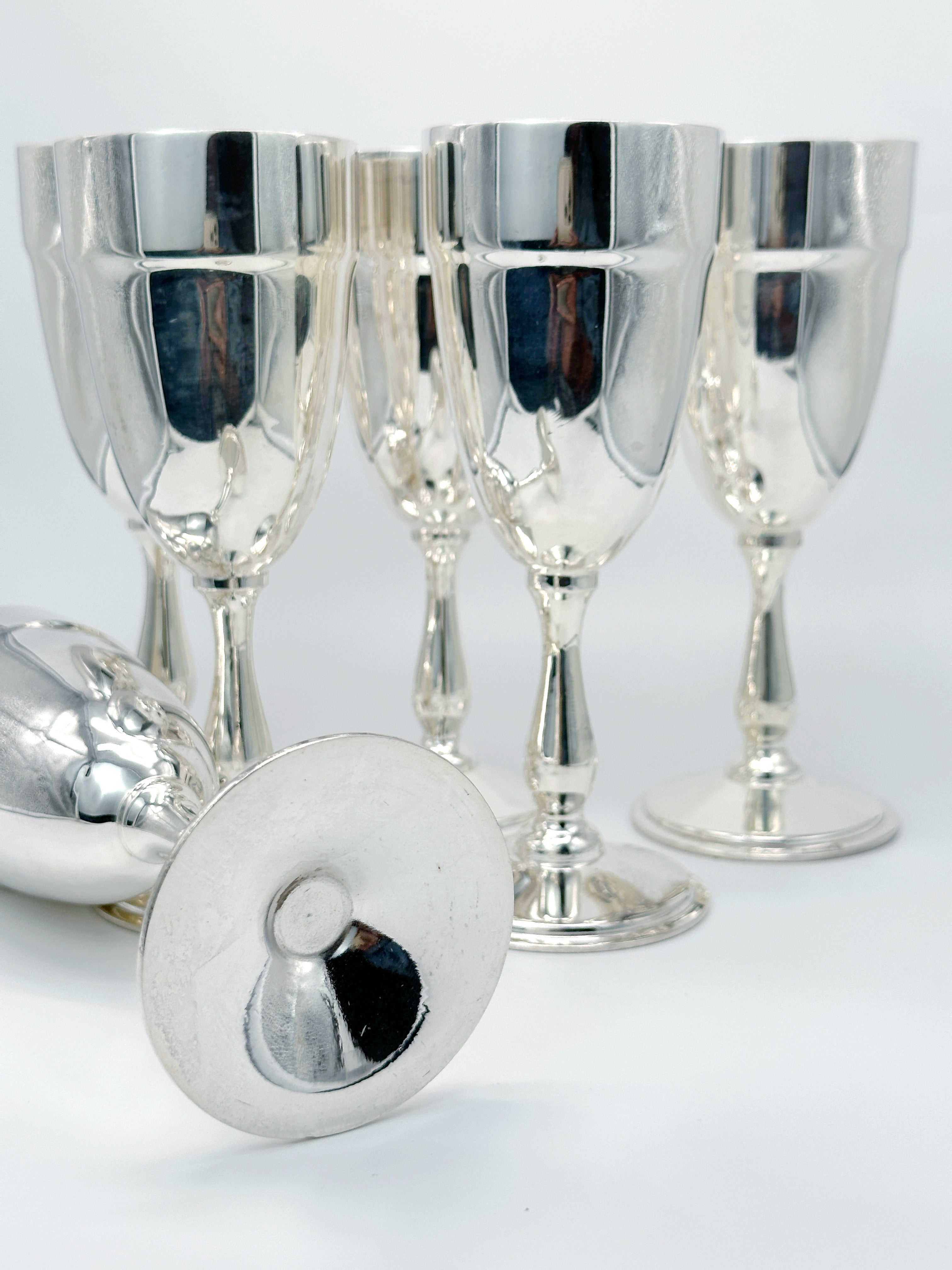 Silver-plated champagne flutes around 1920