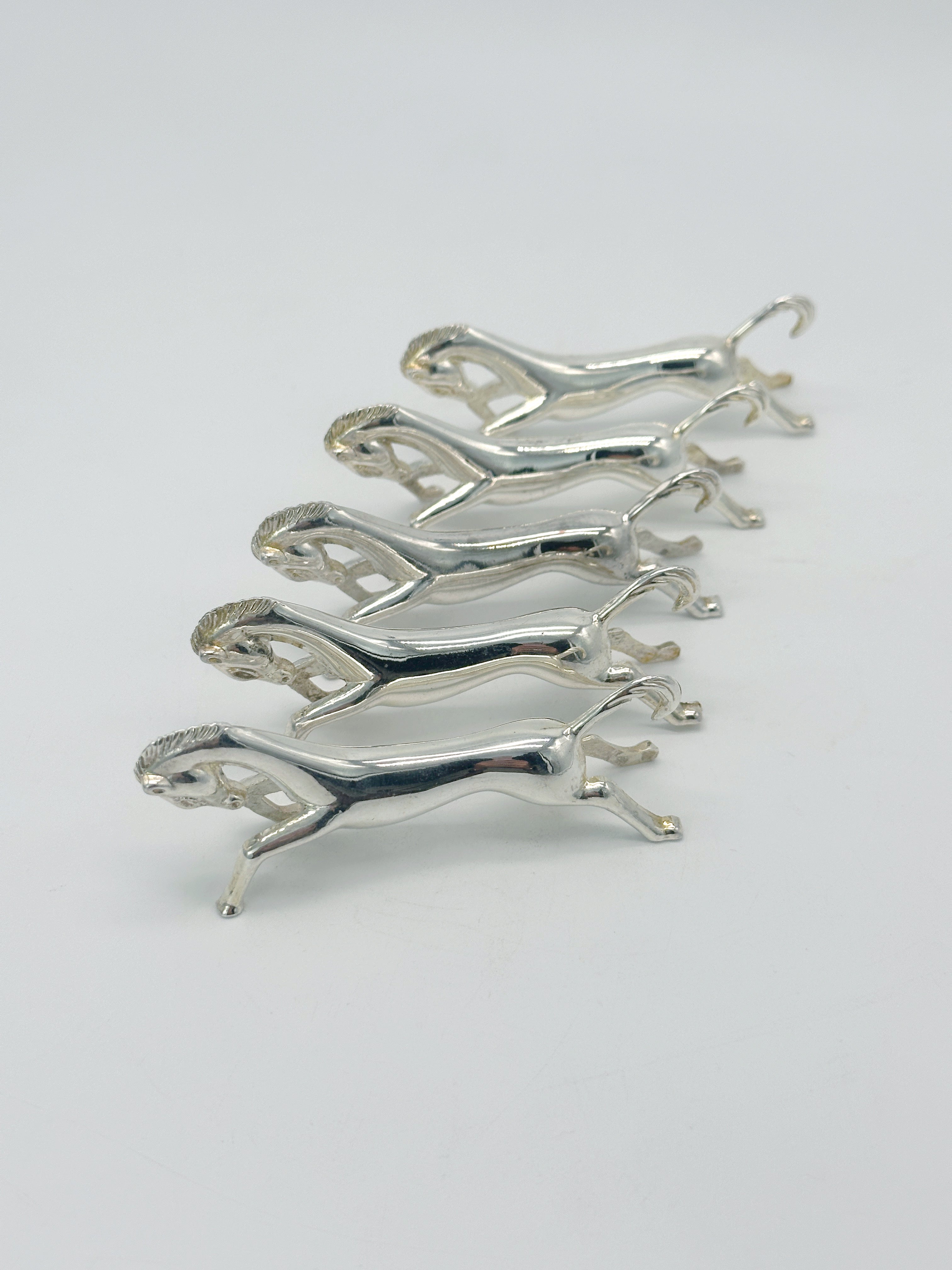 Set of knife rests silver-plated horse motif