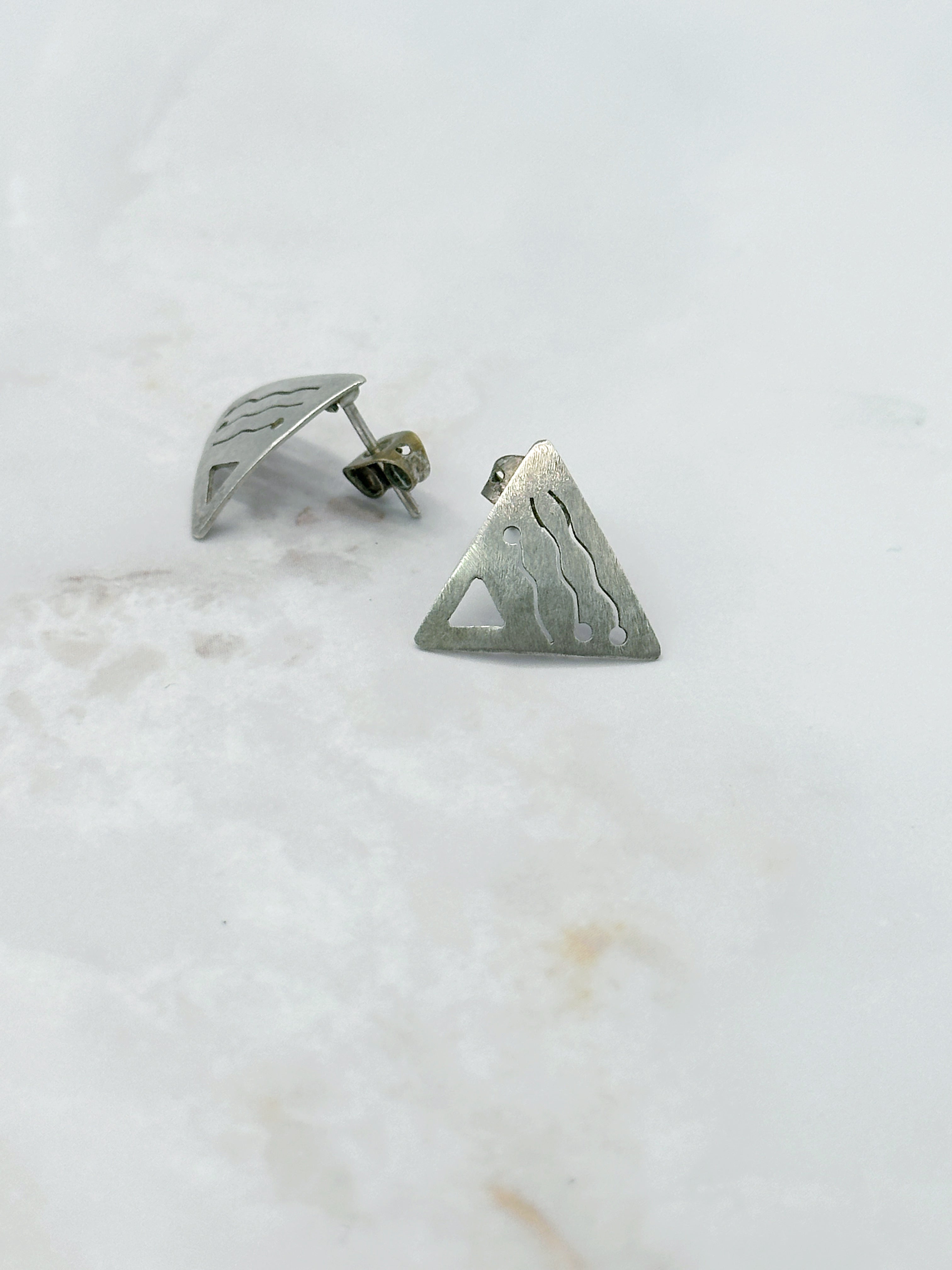 Minimalist Silver Triangle Geometric Stud Earrings