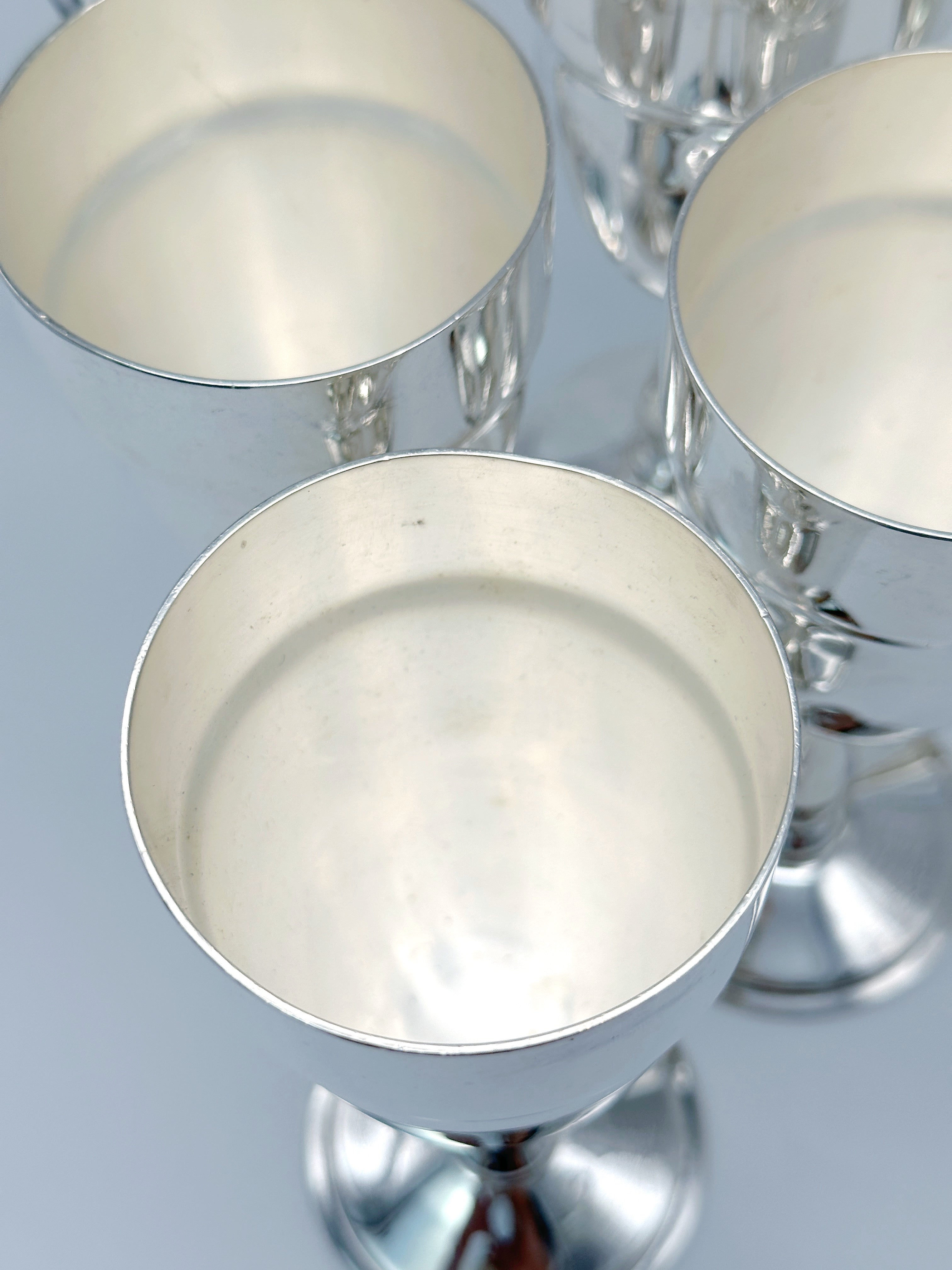 Silver-plated champagne flutes around 1920