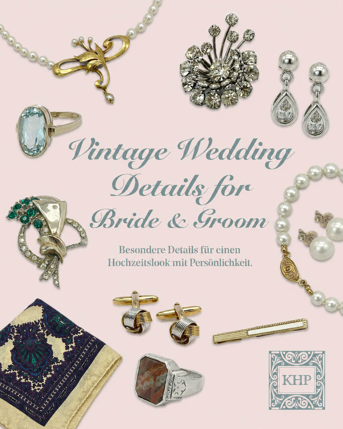 Vintage Wedding Details für Braut & Bräutigam