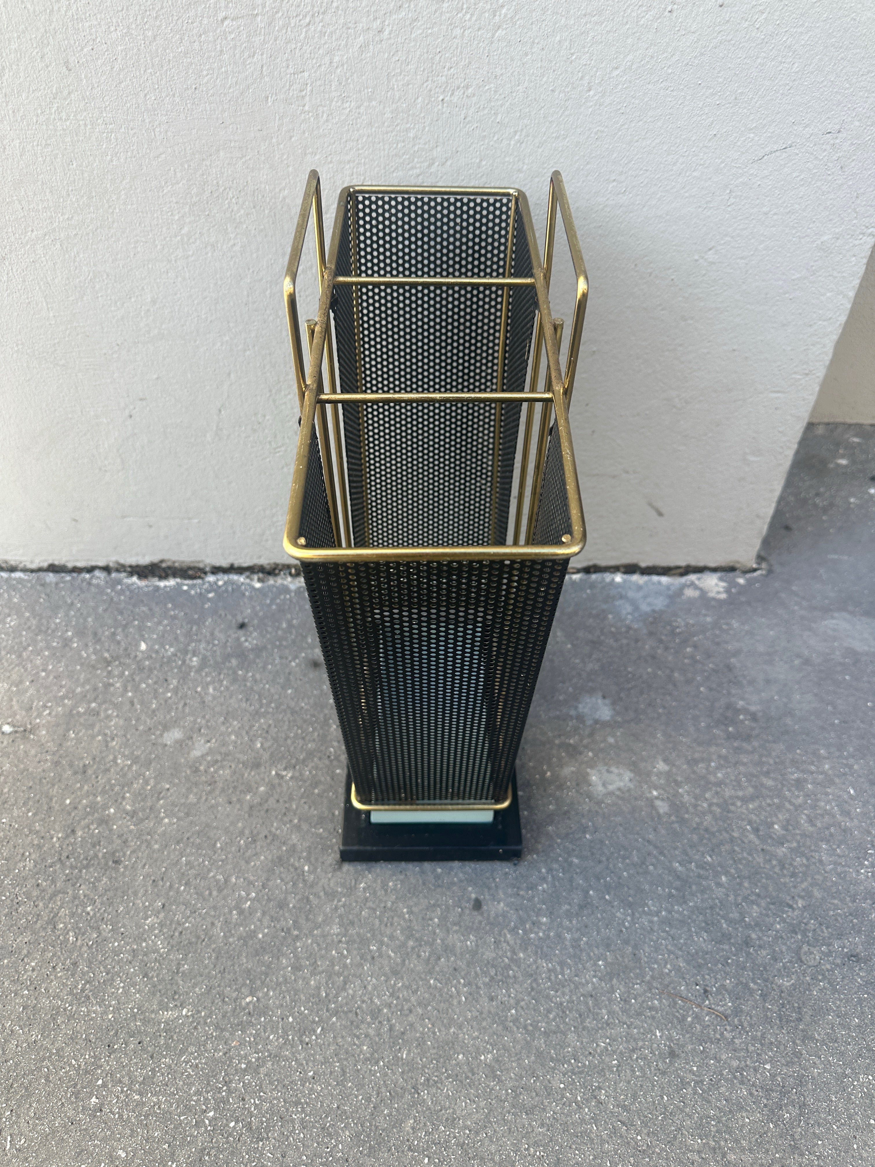 Vintage Schirmständer Midcentury, Schwarz & Messing